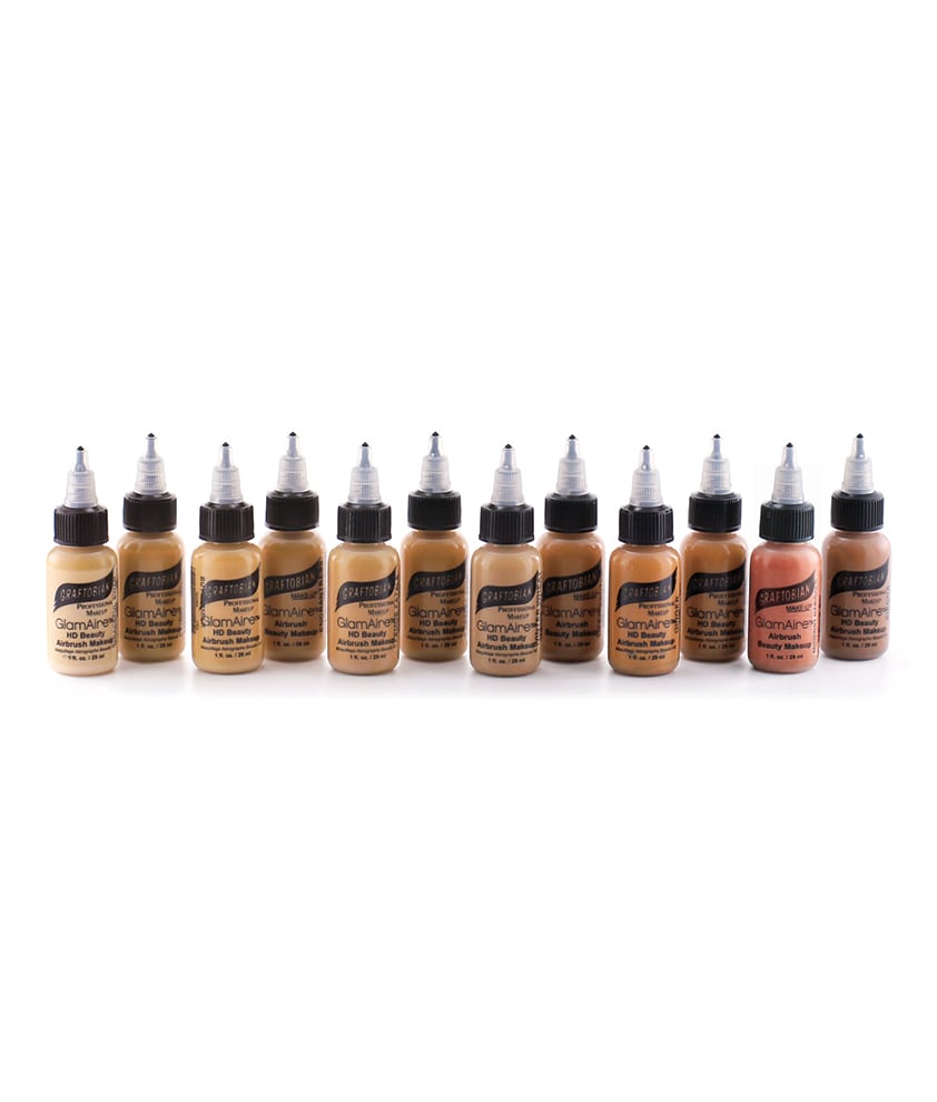 GlamAire™ 12 Color Airbrush Makeup Foundation Kit - Professional Airbrush Starter Set for Flawless Face & Body Makeup - Perfect for Bridal, Cosplay, Photography & Special Effects