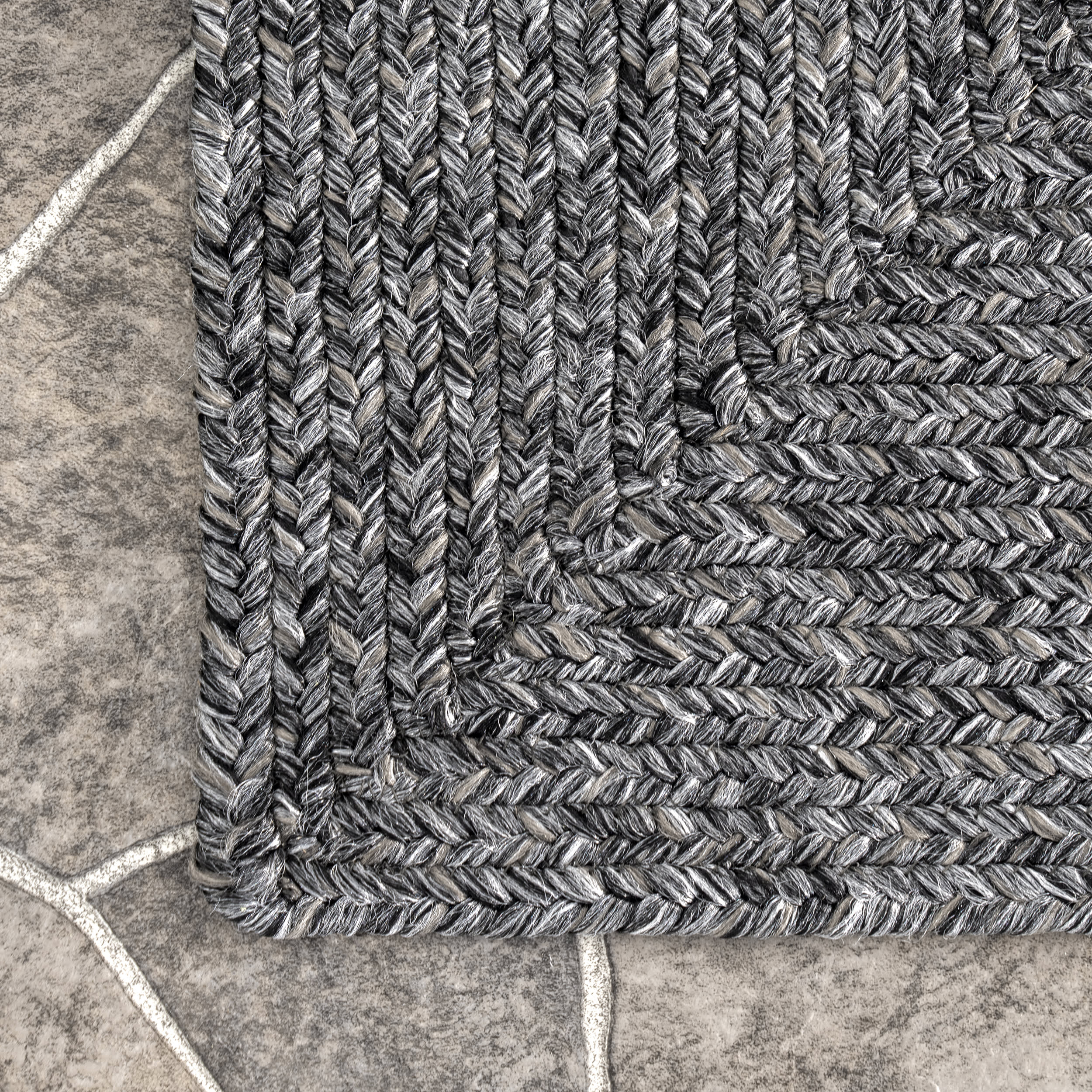 Hand Braided Indoor/Outdoor Rug - Charcoal Gray | Durable & Soft for Living Room, Patio, Bedroom | Eco-Friendly Home Decor