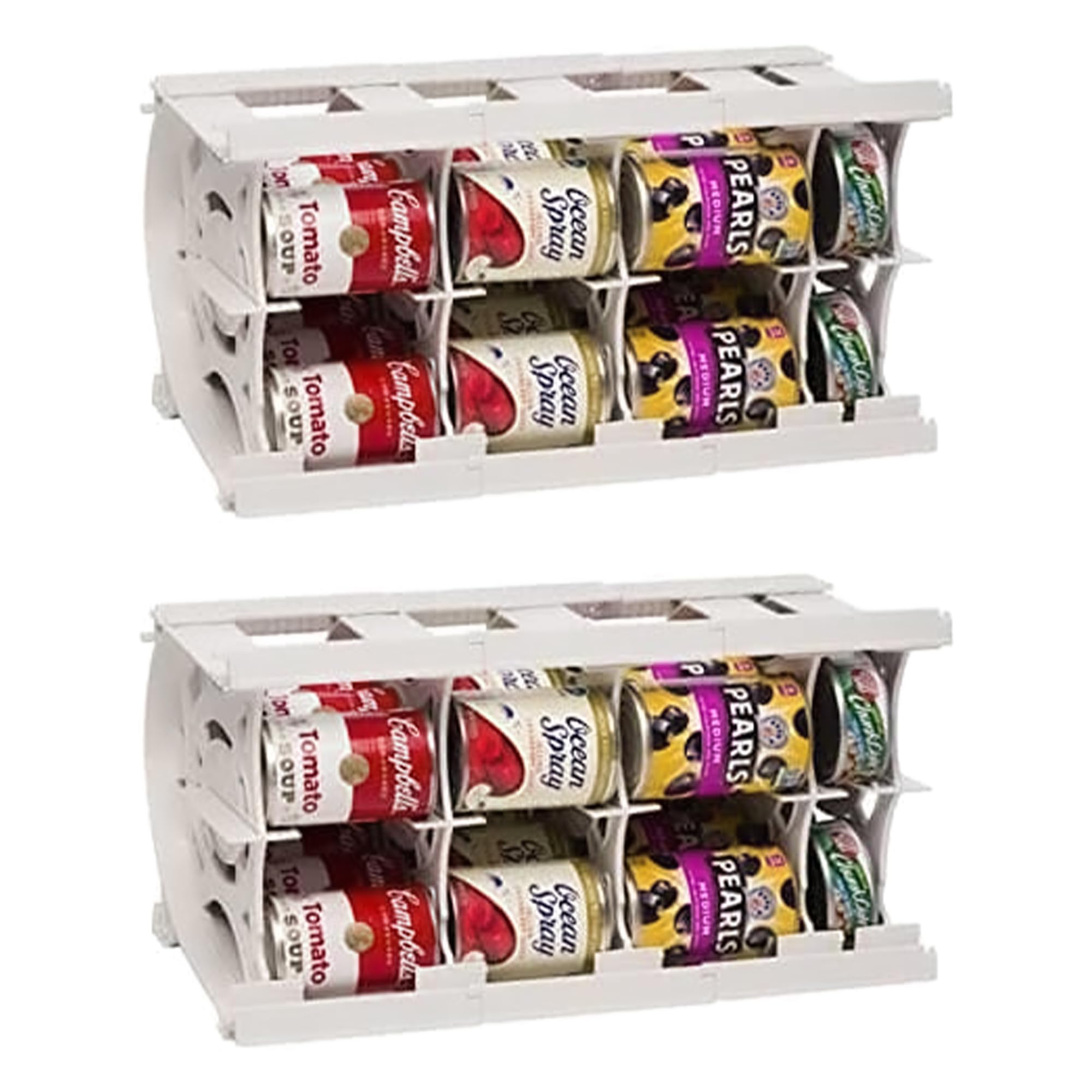 2 Pack Can Organizer - Heavy Duty Pantry Storage Rack for Canned Food & Goods (Holds 20 Cans) - Space Saving Kitchen Organization for Pantry, Shelves & Cabinets