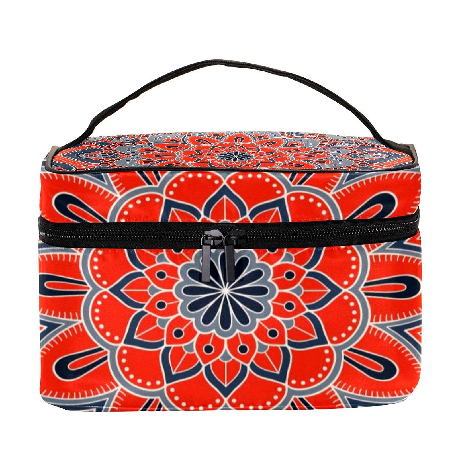 **Hippie Mandala Psychedelic Floral Travel Makeup Bag – Large Cosmetic Organizer with Zipper for Women & Girls – Perfect for Travel, Gym, and Daily Essentials Storage**
