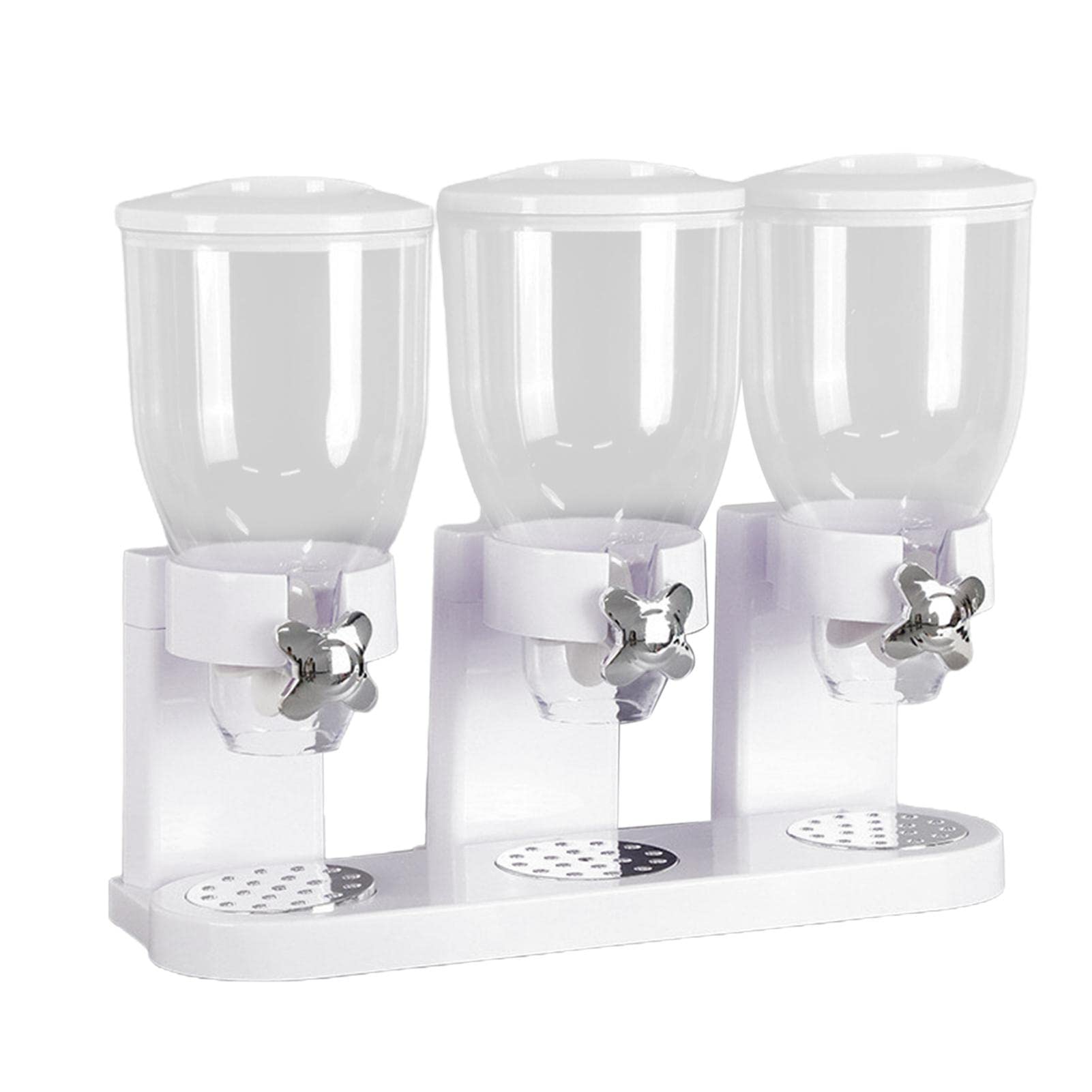 Jomewory Triple Food Dispenser - 3 Canister Dry Food Storage Container for Cereal, Nuts, Granola & Snacks | Kitchen Countertop Organizer for Pantry, Coffee, Pet Food & Baking Ingredients