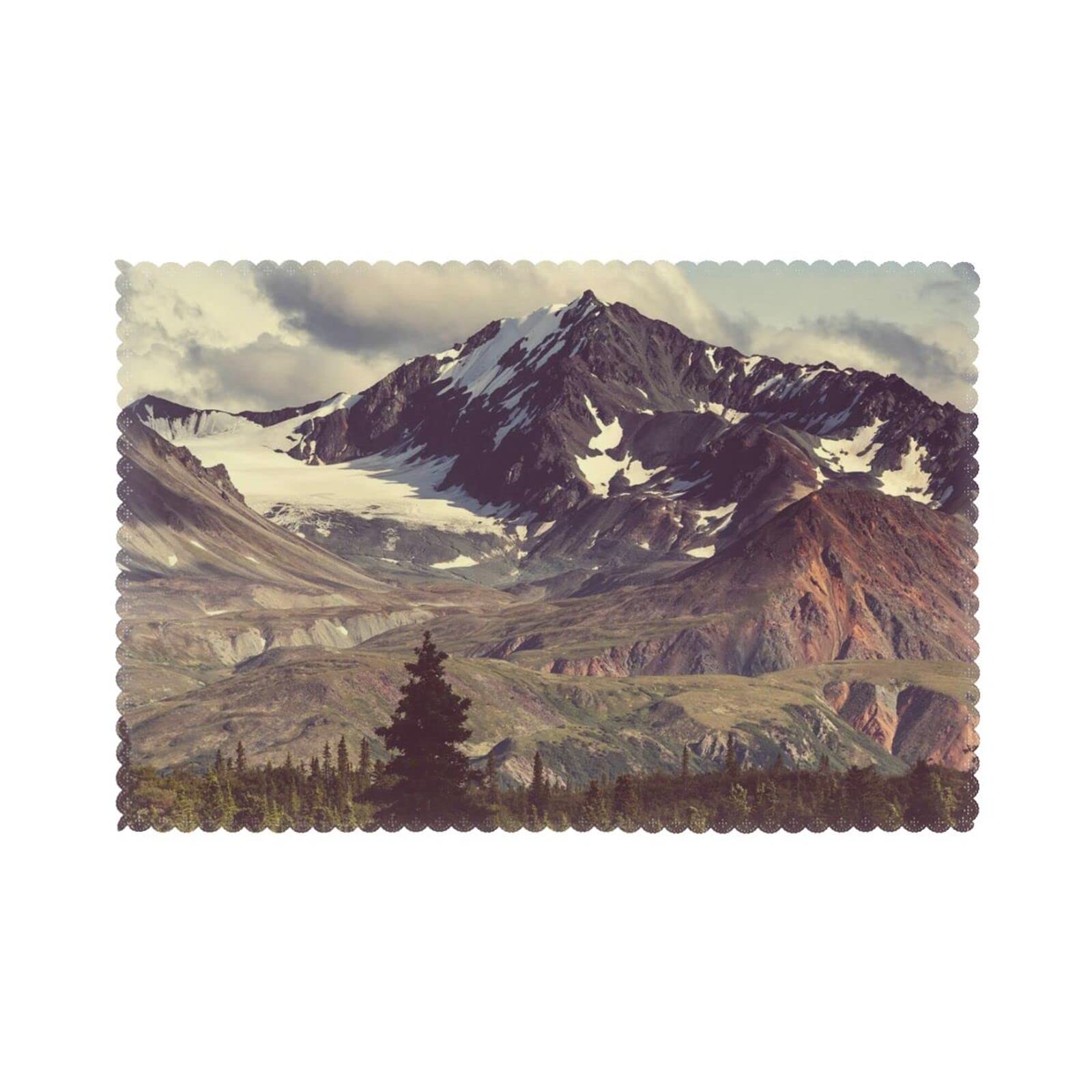 Alaska Scenery Placemats Set of 6 - Heat & Stain Resistant for Kitchen & Dining