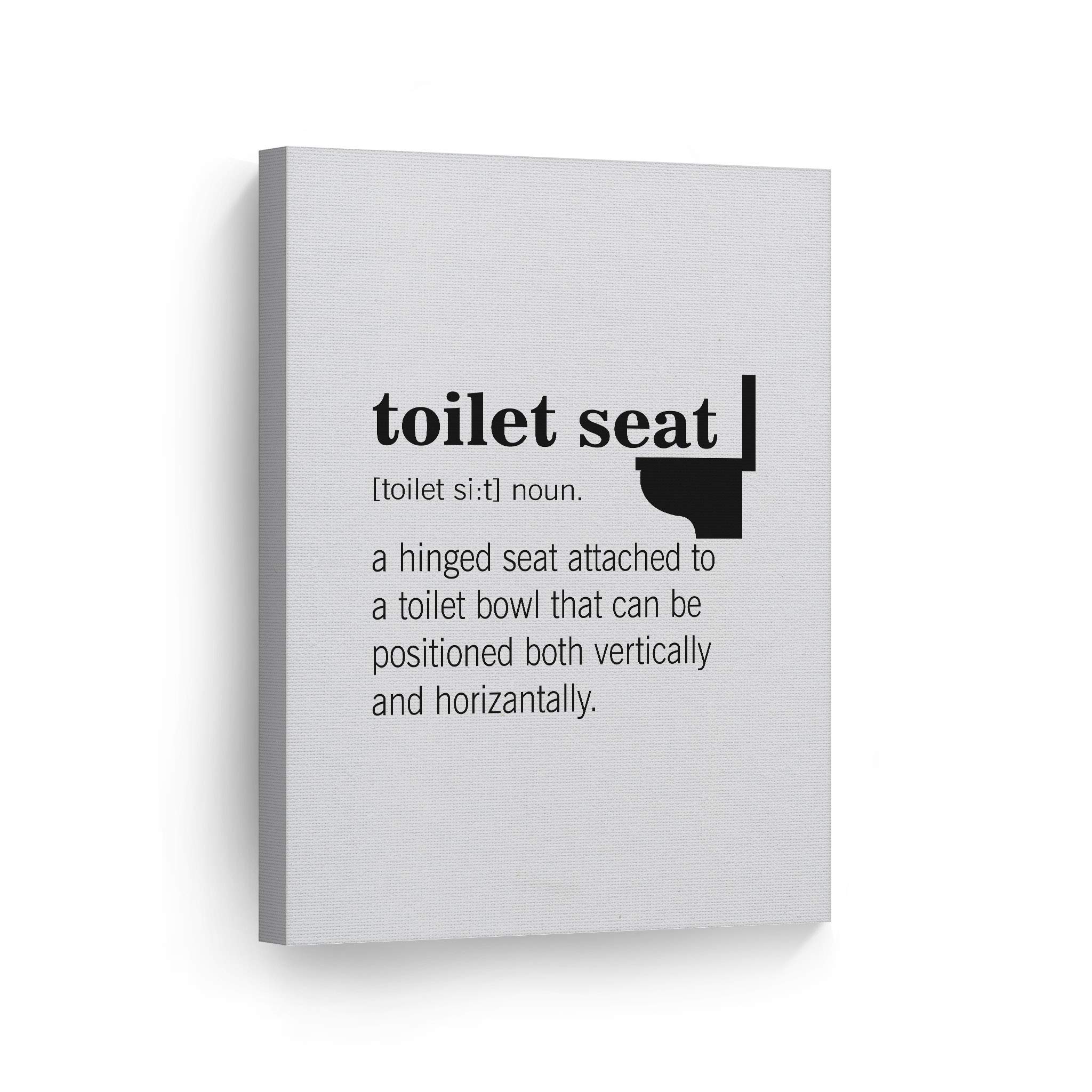 Funny Toilet Seat Definition Canvas Print - 36x24 Inch Bathroom Wall Art Decor with Humorous Quote | Ready to Hang Waterproof Home Decor for Bathroom, Powder Room & Guest Bath | Made in USA