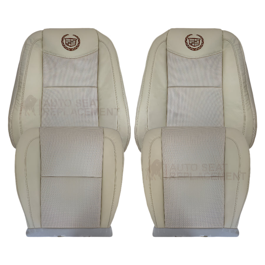 2007-2014 Cadillac Escalade Platinum Edition Custom Fit Seat Covers - Premium Light Tan Leather for Driver & Passenger (Top & Bottom) | Perfect for Car Interior Protection & Luxury Upgrade