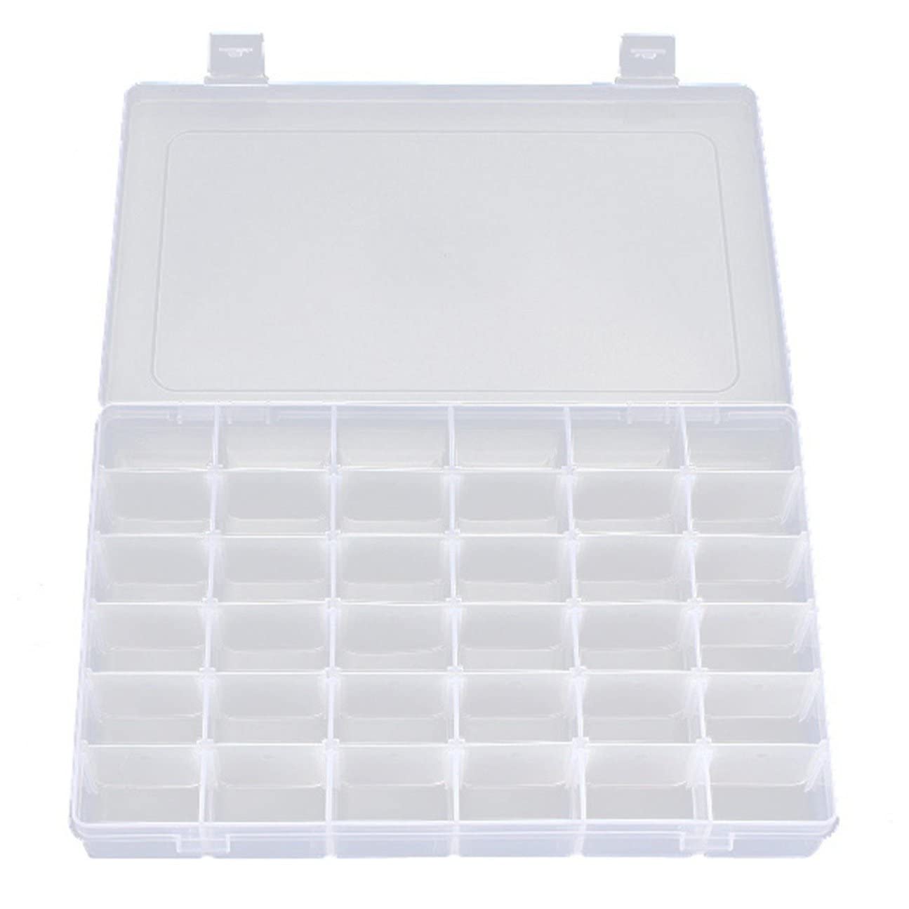 36 Grid Clear Plastic Storage Box - Jewelry Organizer, Tool Box & Small Parts Container - Food Grade PP Material for Home, Office & Craft Organization