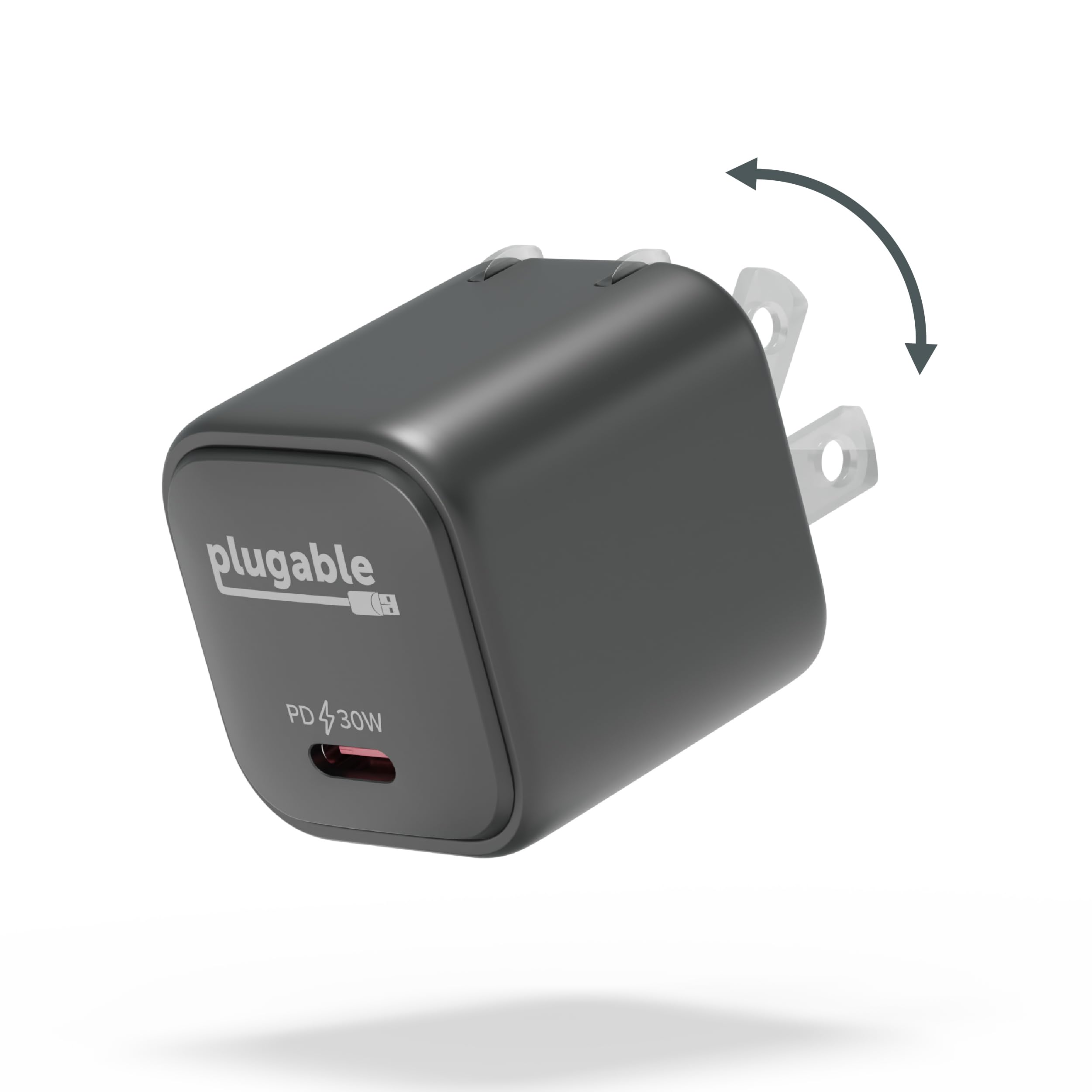 Plugable 30W GaN USB C Fast Charger Block with Foldable Prongs - PPS Charger for iPhone 16/16 Pro/16 Pro Max, iPad Pro, Samsung Galaxy S23, AirPods - Compact Travel Charger for Home, Office & Car (Black)