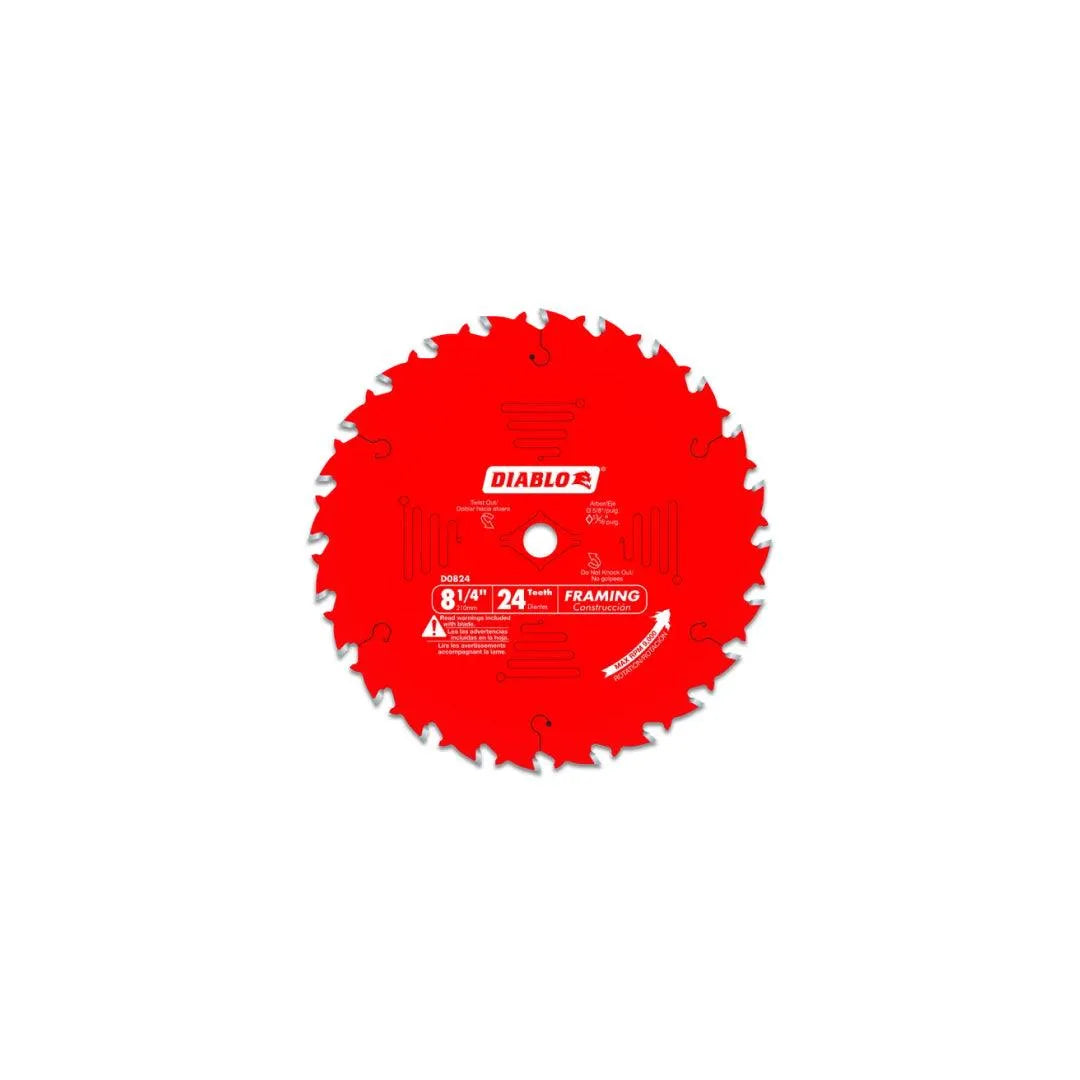8 1/4 Inch x 24 Tooth Framing Saw Blade - Premium Circular Saw Blade for Wood Cutting, Framing, and Construction Projects - Perfect for DIY Home Improvement and Professional Carpentry Work