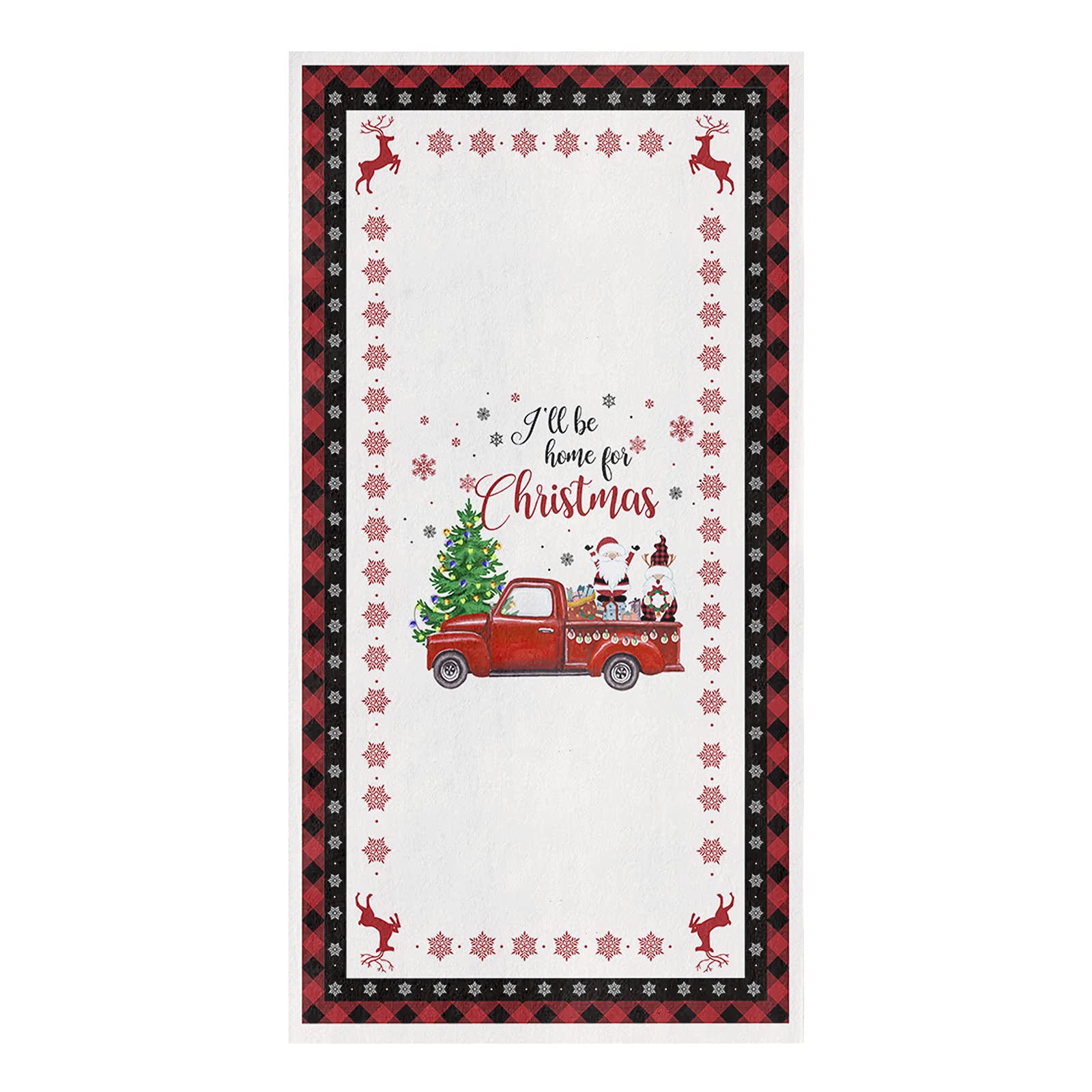 2-Pack Microfiber Kitchen Towels - Christmas Red Truck with Gnomes & Xmas Tree Design - Super Absorbent, Quick-Drying Dish Towels (18