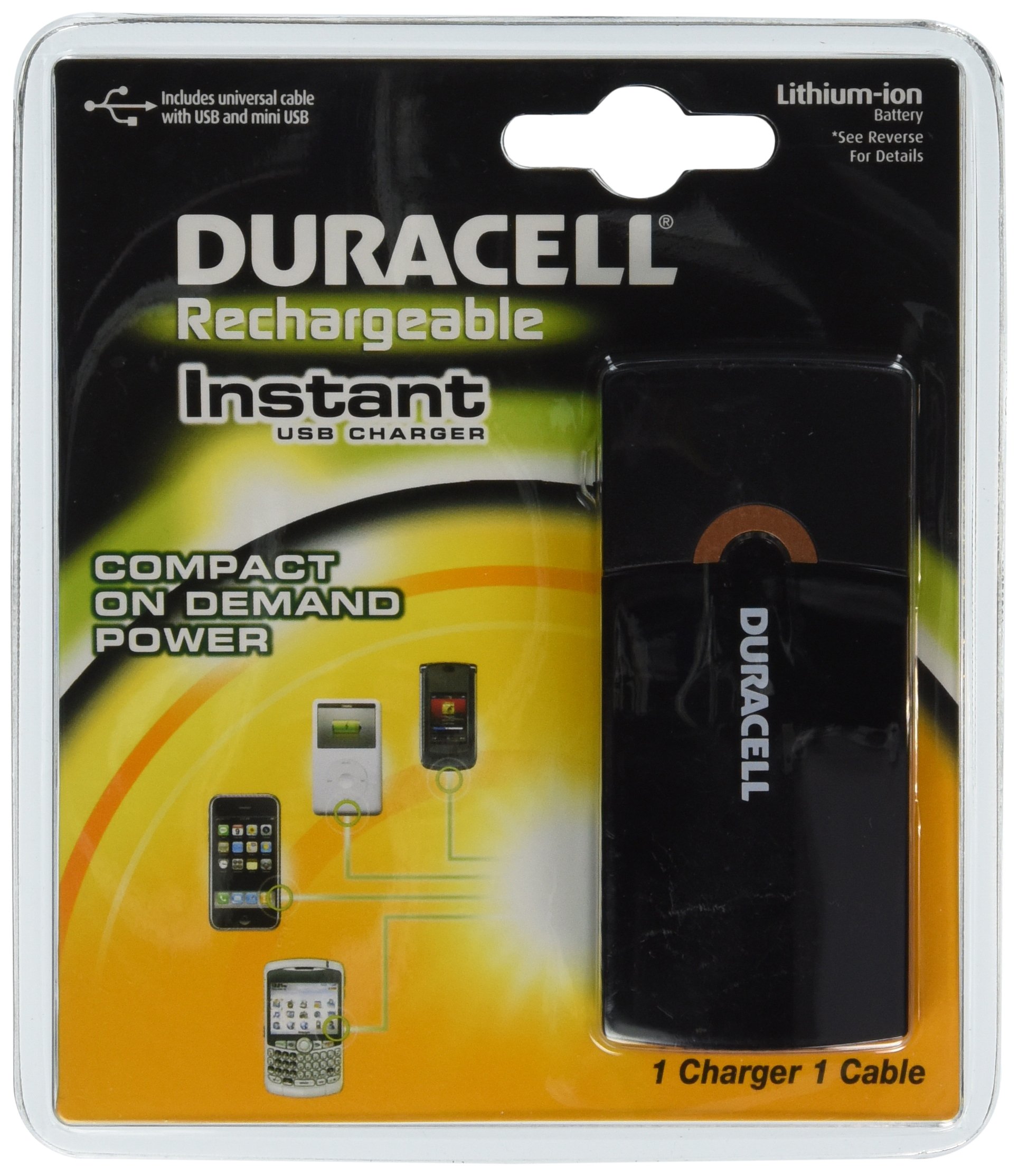 Duracell Instant USB Charger with Universal Cable - Includes USB & Mini USB Ports | Portable Power Bank for Phones, Tablets & Devices | Perfect for Travel, Camping & Emergency Use
