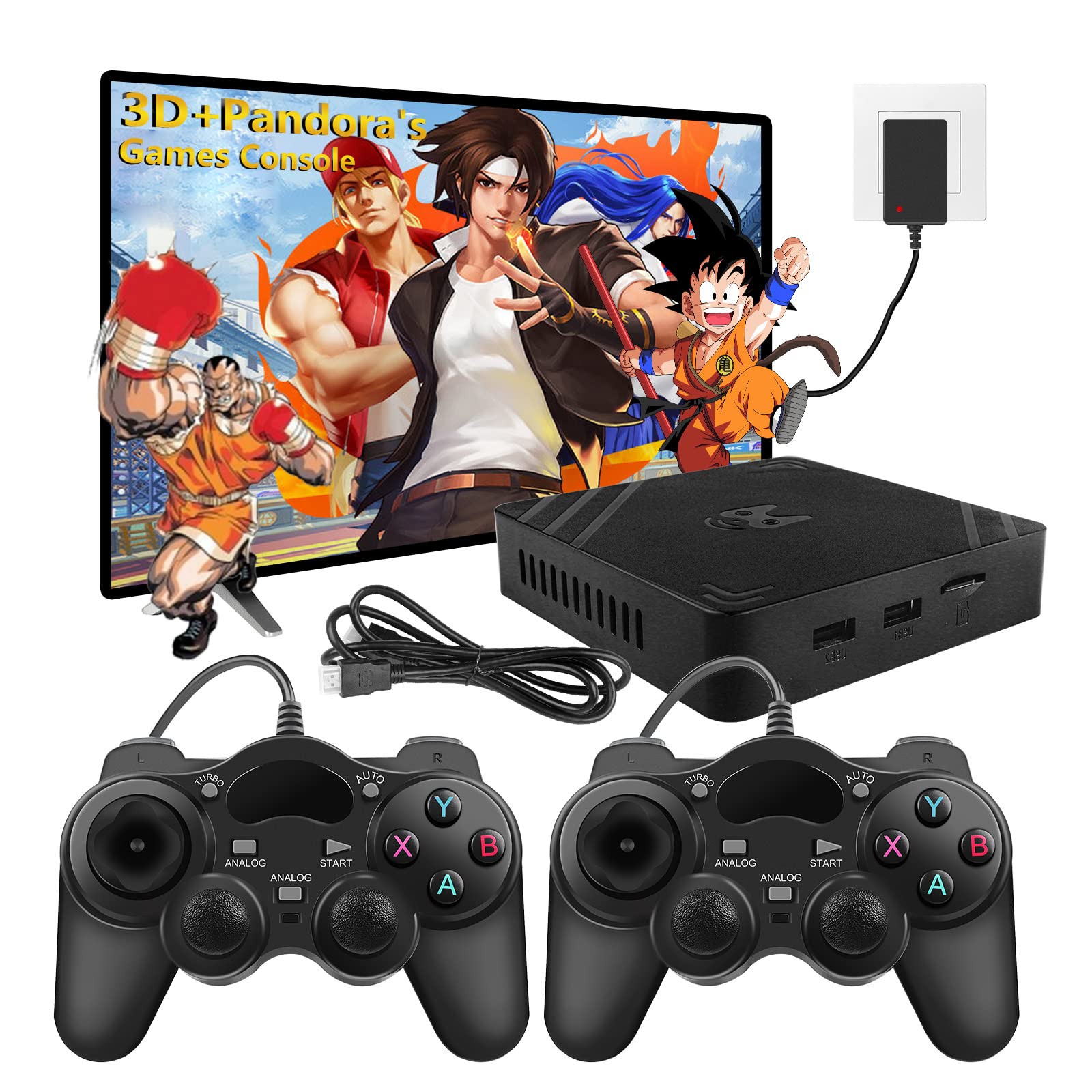 8000-in-1 Pandora's Box 3D Arcade Game Console - Supports 3D Games, 1280x720 HD, Search/Save/Hide/Pause Features, 4-Player Online Gaming (Black) - Perfect for Home Entertainment & Retro Gaming Parties