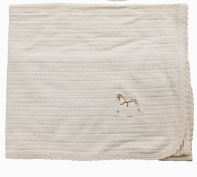 Organic Rocking Horse Baby Blanket - Soft, Hypoallergenic & Breathable for Newborns & Toddlers - Perfect for Nursery, Playtime & Gift Giving