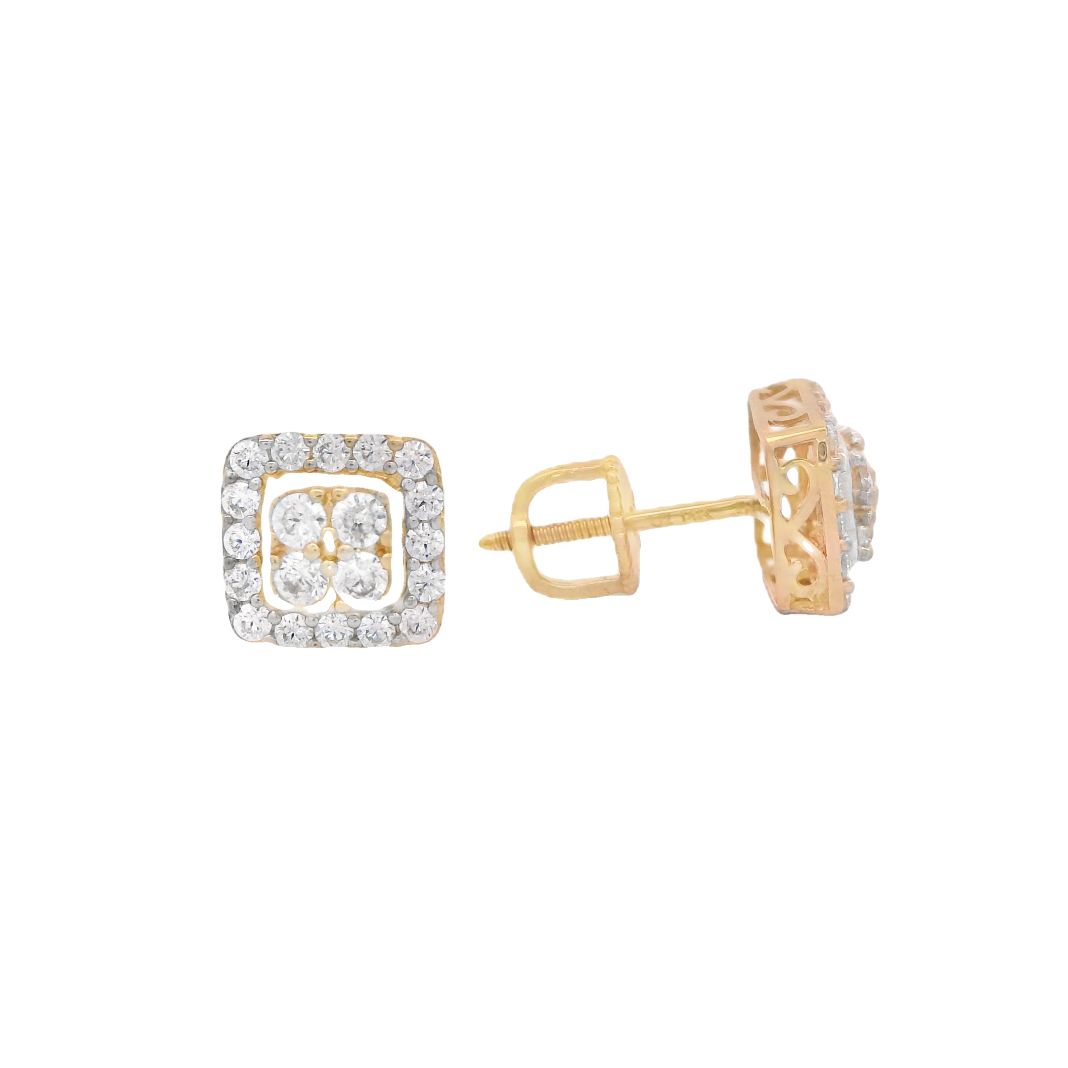 14K Gold CZ Square Stud Earrings 7MM - Hypoallergenic Cubic Zirconia Jewelry for Women - Perfect for Parties, Weddings & Everyday Wear