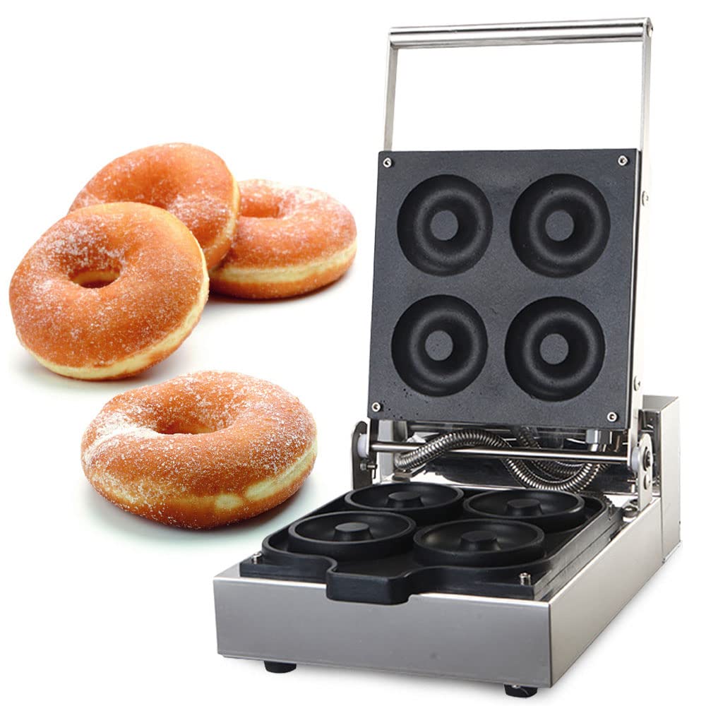 TBVECHI Commercial Electric Doughnut Maker Machine - 4 Grid Nonstick Donut Baker 110V for Bakery, Cafe & Home Use - Perfect for Breakfast, Snacks & Party Treats