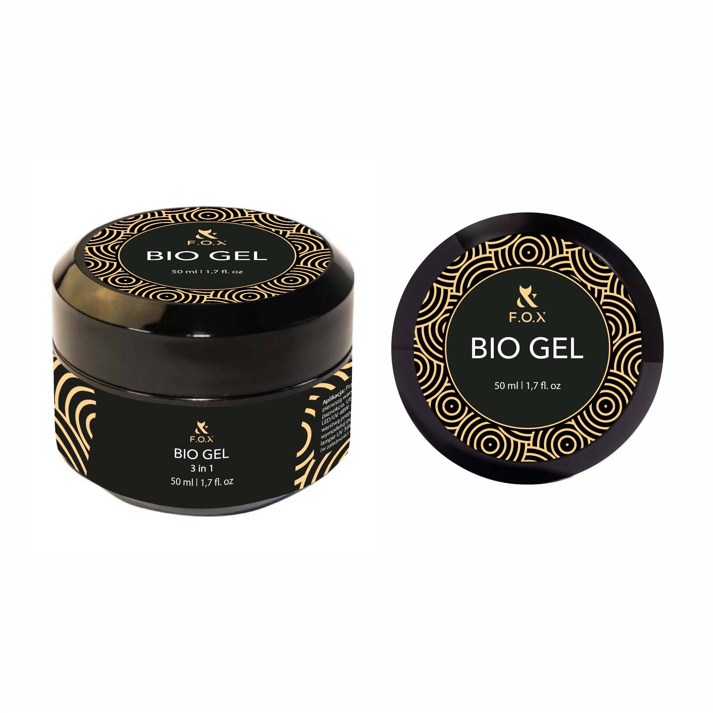 F.O.X Bio Gel 3-in-1 Nail Polish - Base Coat, Top Coat & Builder Gel (50ml) for Professional Salon & DIY Manicures at Home