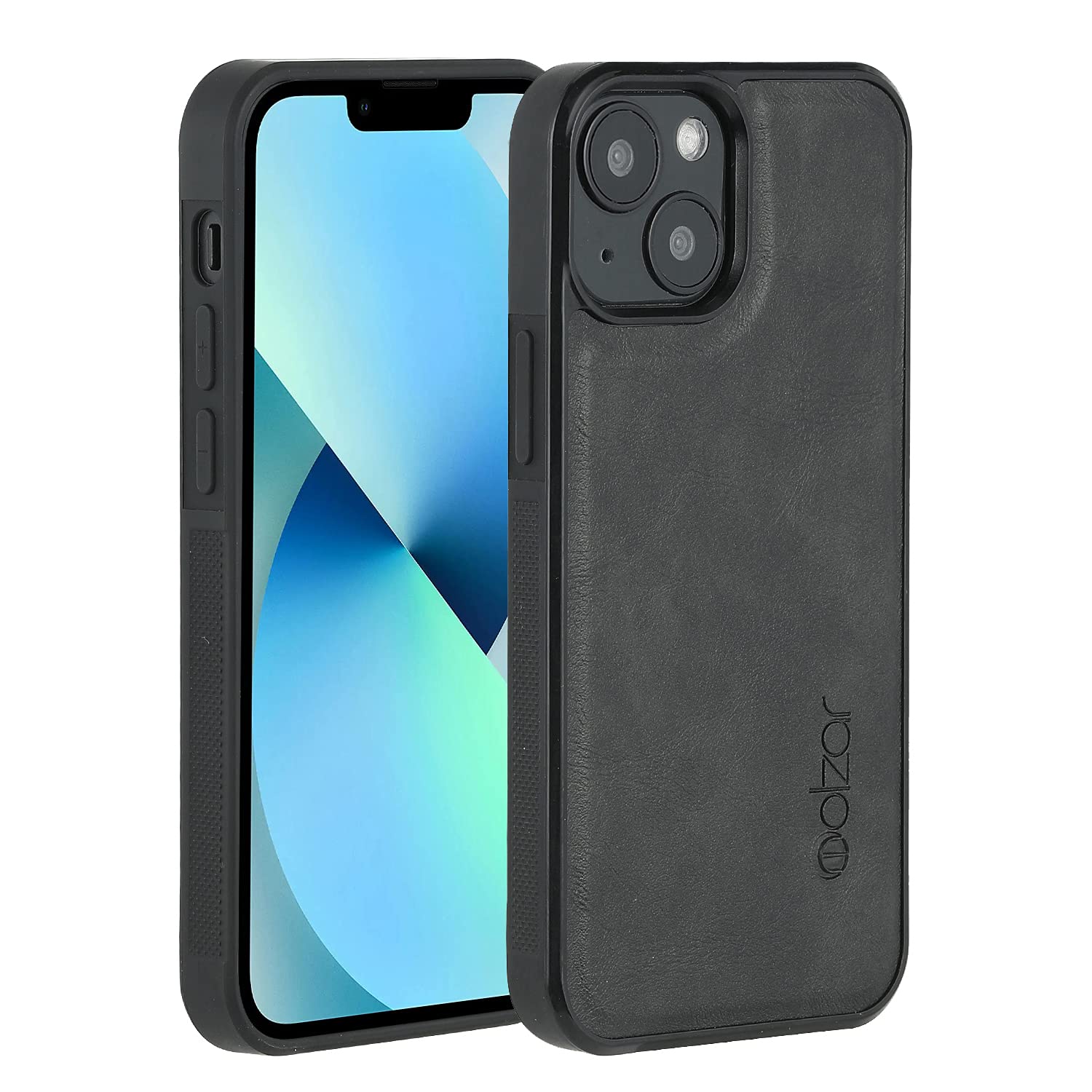 Molzar GripBig Series iPhone 13 Mini Case - Premium Faux Leather Cover with MagSafe Compatibility & Built-in Metal Plate for Magnetic Mount | Slim Protective Phone Case for iPhone 13 Mini in Black | Perfect for Work, Travel & Everyday Use