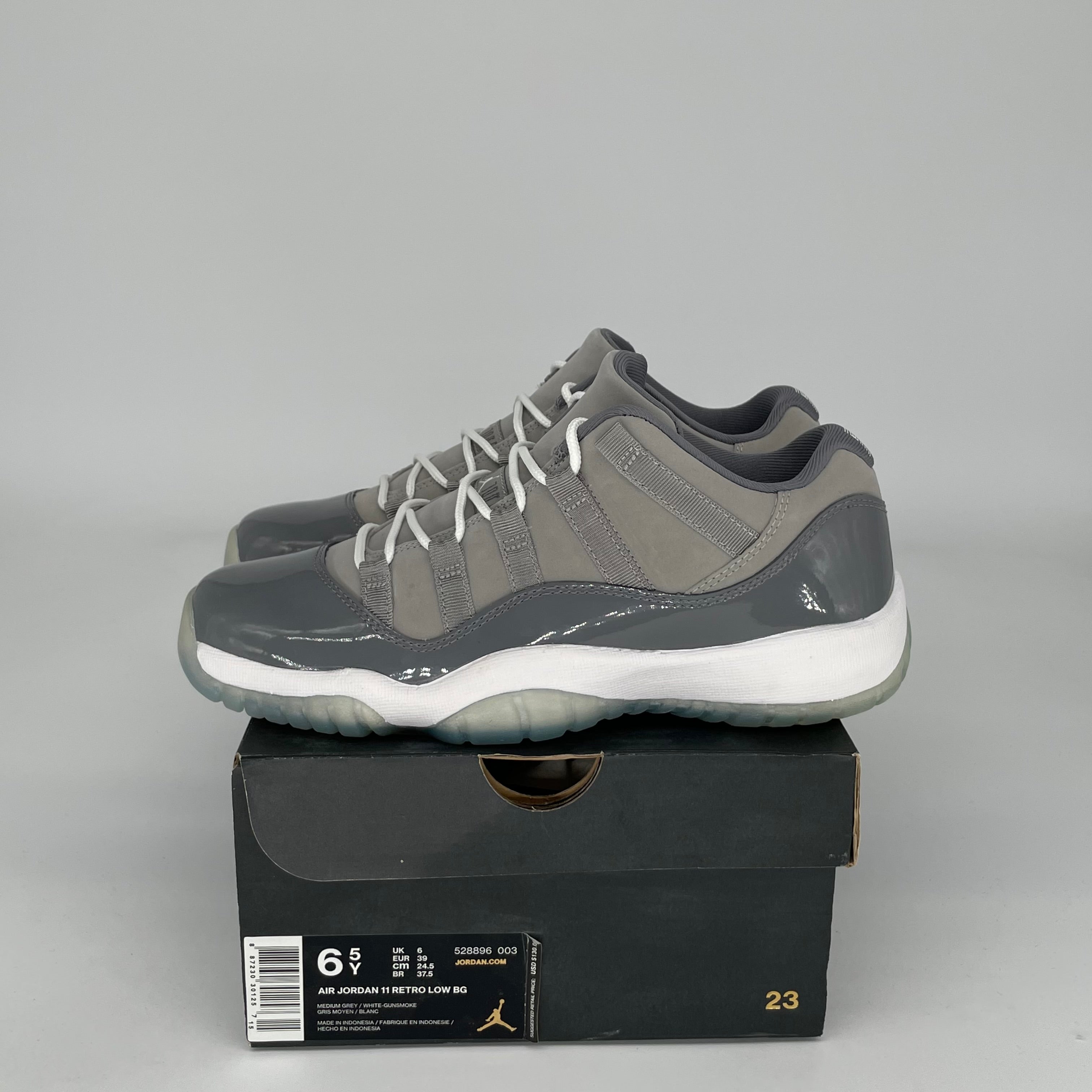 AIR JORDAN 11 LOW COOL GREY Men's Basketball Shoes Size 6.5Y (528896-003) - Perfect for Casual Wear, Street Style & Sneaker Collection