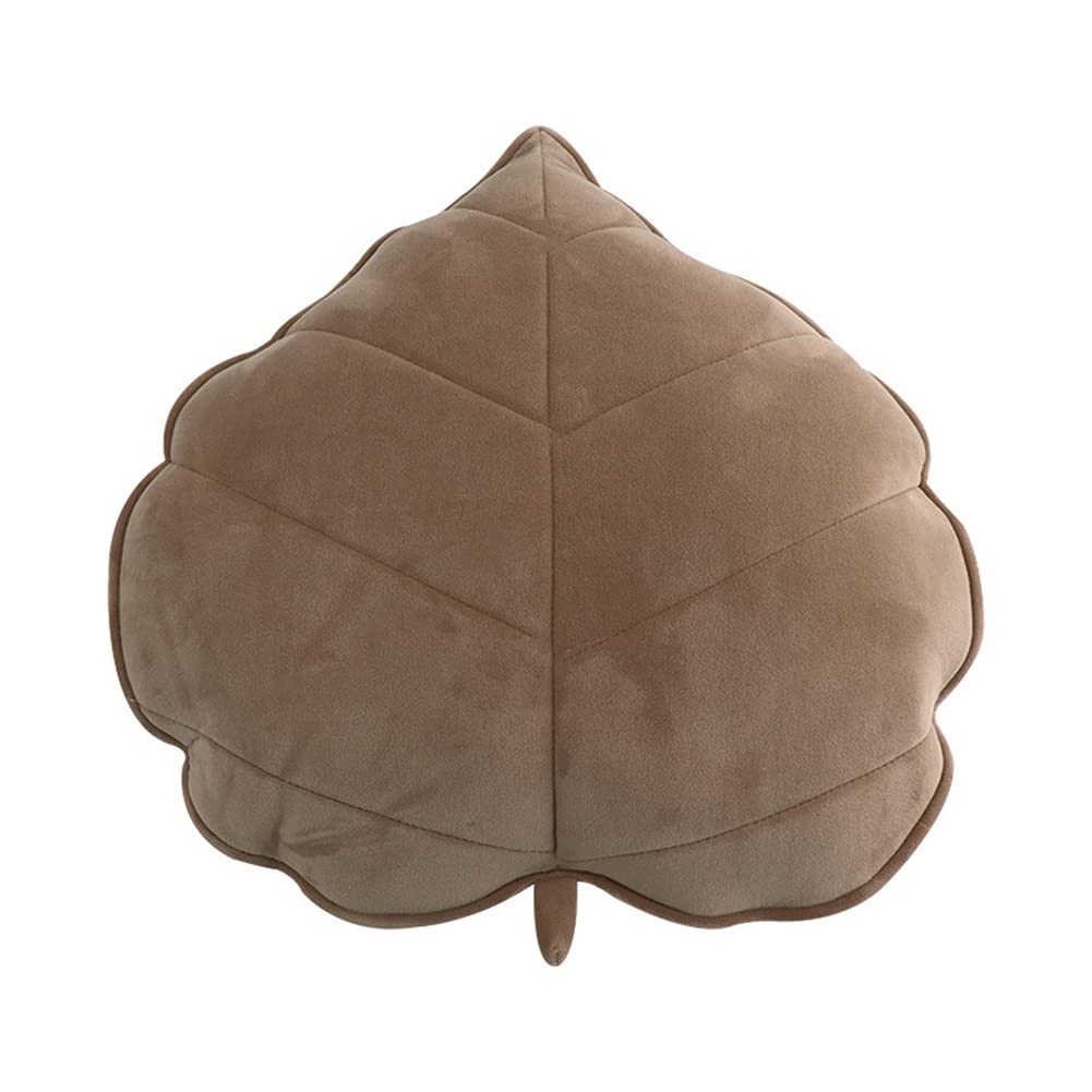 PHEZEN 50cm 3D Super Soft Leaf Throw Pillow - Cute Plush Decorative Leaf Shaped Pillow for Plant Lovers, Kids Bedroom, Living Room Sofa & Car Seat - Khaki Home Decor Accent for Cozy Reading Nook or Nature-Themed Nursery