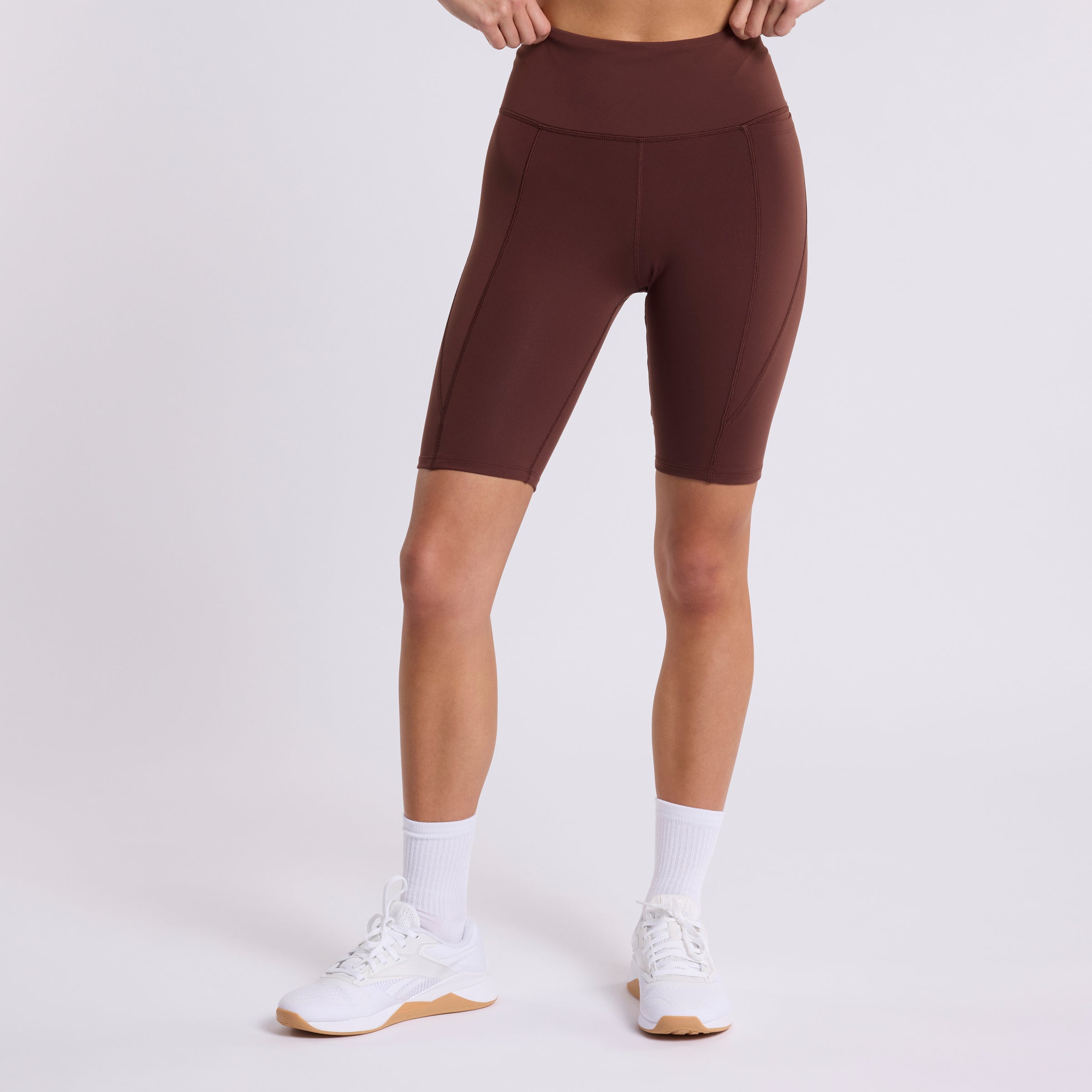 Lux High Rise Bike Shorts for Women - Unearthed Brown - Comfortable Workout & Yoga Shorts for Cycling, Running, and Gym