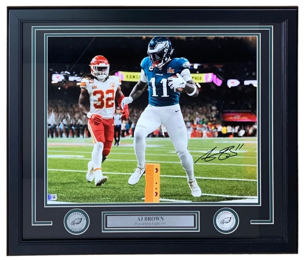 AJ Brown Autographed Framed 16x20 Philadelphia Eagles Super Bowl LIX Memorabilia - Limited Edition Collectible for Sports Fans & Eagles Memorabilia Enthusiasts - Perfect for Man Cave, Sports Bar, or Gift for Football Fans