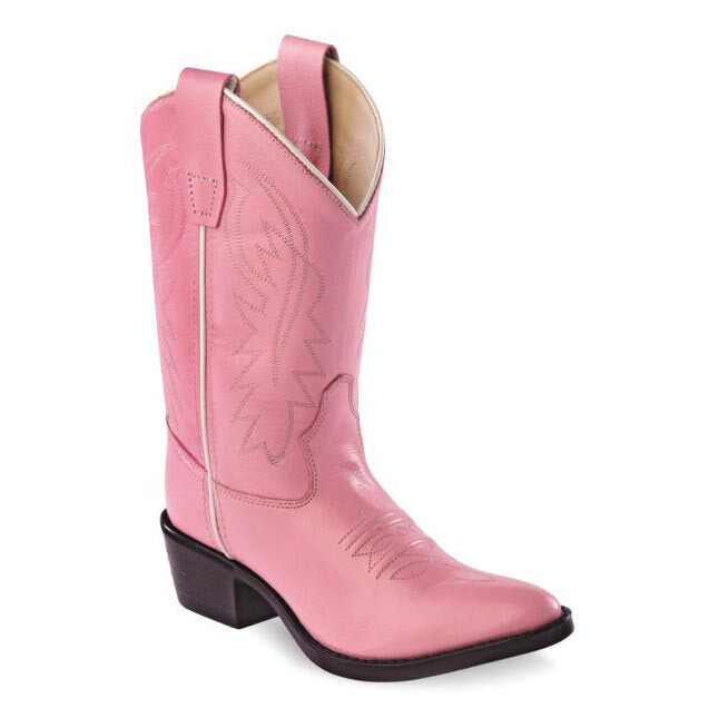 Old West Kids' Pink Narrow J Toe Cowboy Boots - Western Style Booties for Girls, Comfortable & Durable for Play, Rodeo & Country Fashion