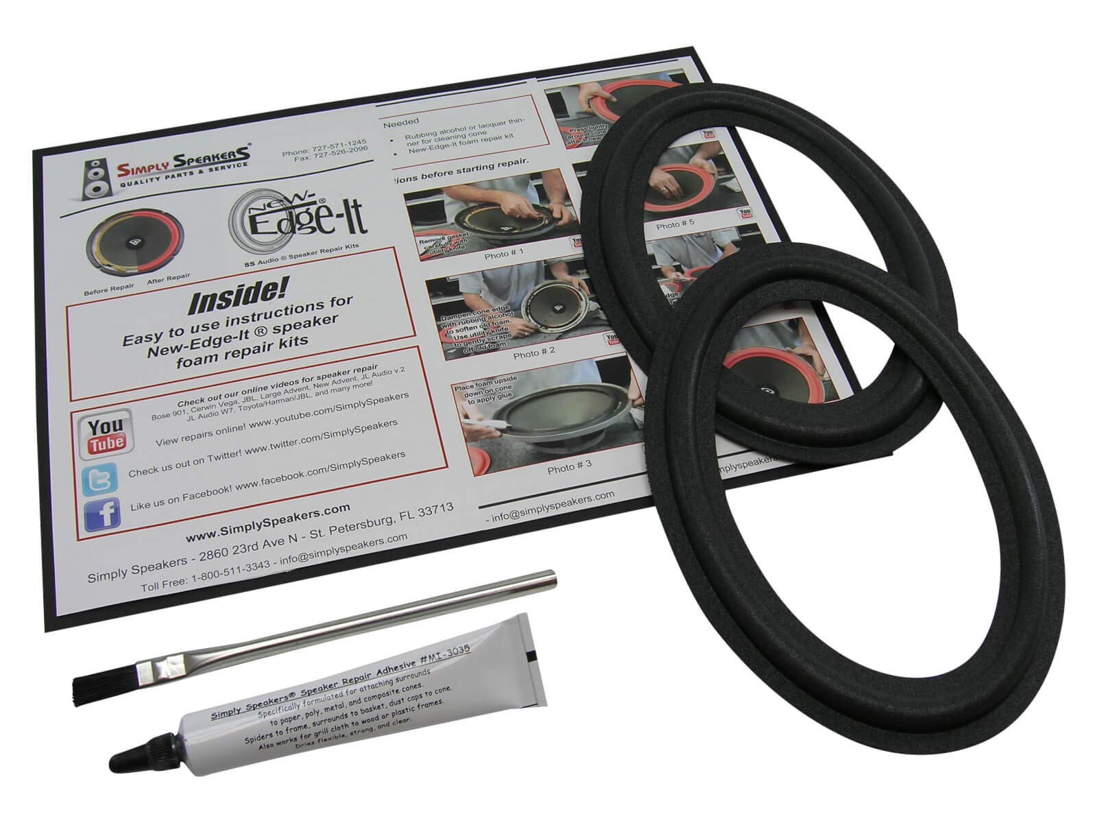 Standard 5x7 Inch Foam Speaker Repair Kit FSK-5X7 (Pair) - Restore Audio Quality for Home Theater & Car Speakers