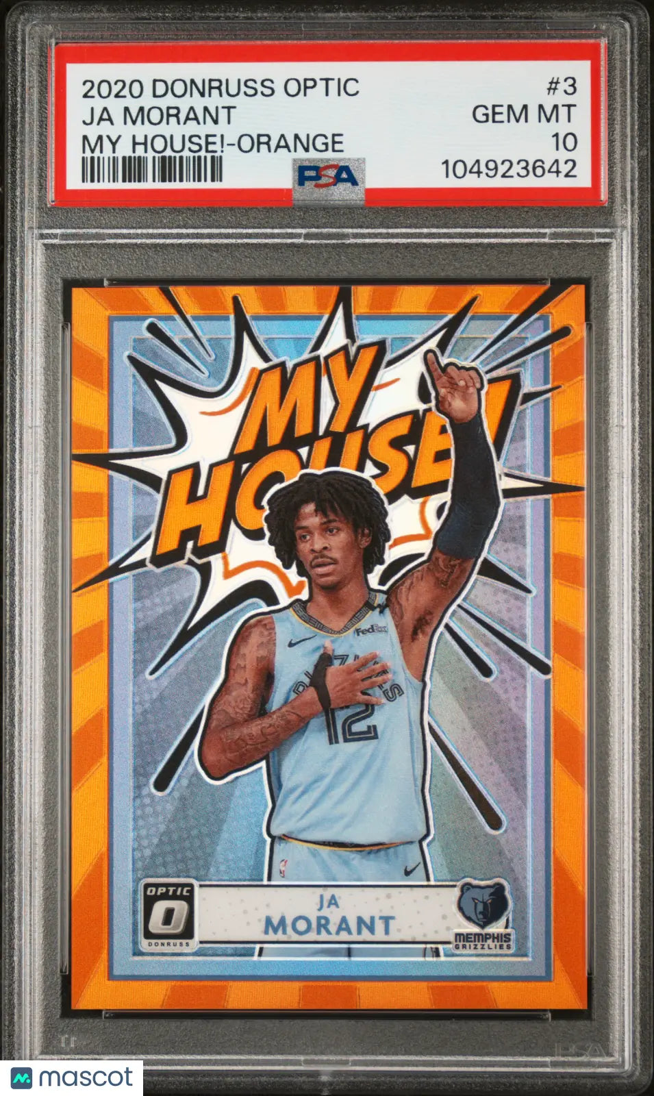 2020 Panini Donruss Optic My House! Ja Morant Orange PSA 10 /39 - Rare Basketball Trading Card for Collectors & Investors - Perfect for Display, Gifts, and Sports Memorabilia Collections