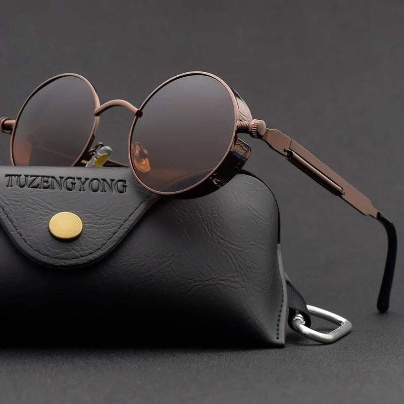 Steampunk Polarized Sunglasses for Men - Classic Gothic Style Aviator Shades for Outdoor, Driving & Fashion Accessories