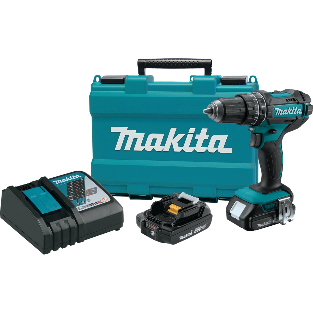 18V LXT Lithium-Ion Cordless Hammer Drill Driver with 1/2 Inch Chuck & 2.0Ah Battery - Powerful Tool for DIY Projects, Home Repairs, and Construction Work
