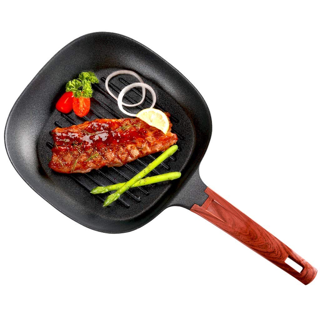 Nonstick Smokeless Steak Frying Pan with Striped Design - Universal Induction Cooker Compatible Grill Pan for Perfectly Seared Steaks, Burgers & Vegetables - Ideal for Home Kitchen & Outdoor BBQ Cooking