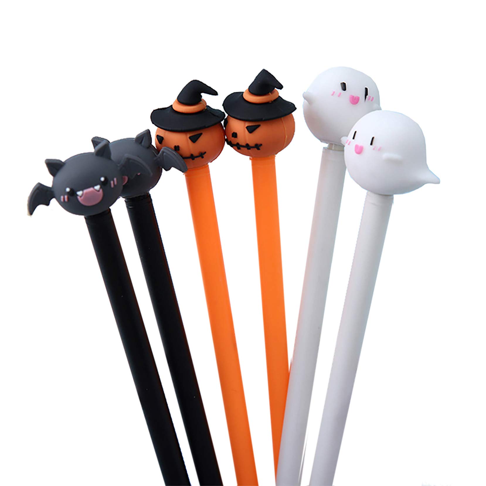 6 Pack Halloween Bat Ghost Pumpkin Gel Ink Pens - 0.5mm Extra Fine Point Writing Pens for Office, School & Stationery Supplies - Spooky Gift for Kids, Students & Teachers (Perfect for Halloween Crafts, Party Favors & School Projects)