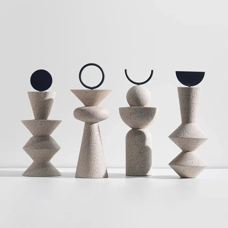 Abstract Geometric Sandstone Statue - Modern Home Decor Art Piece for Living Room, Office & Garden