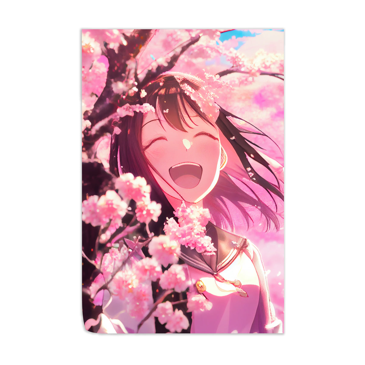 Anime Flower Girl Wall Art - Japanese Anime Style Canvas Print for Home & Office Decor - Perfect for Living Room, Bedroom, and Gift Giving
