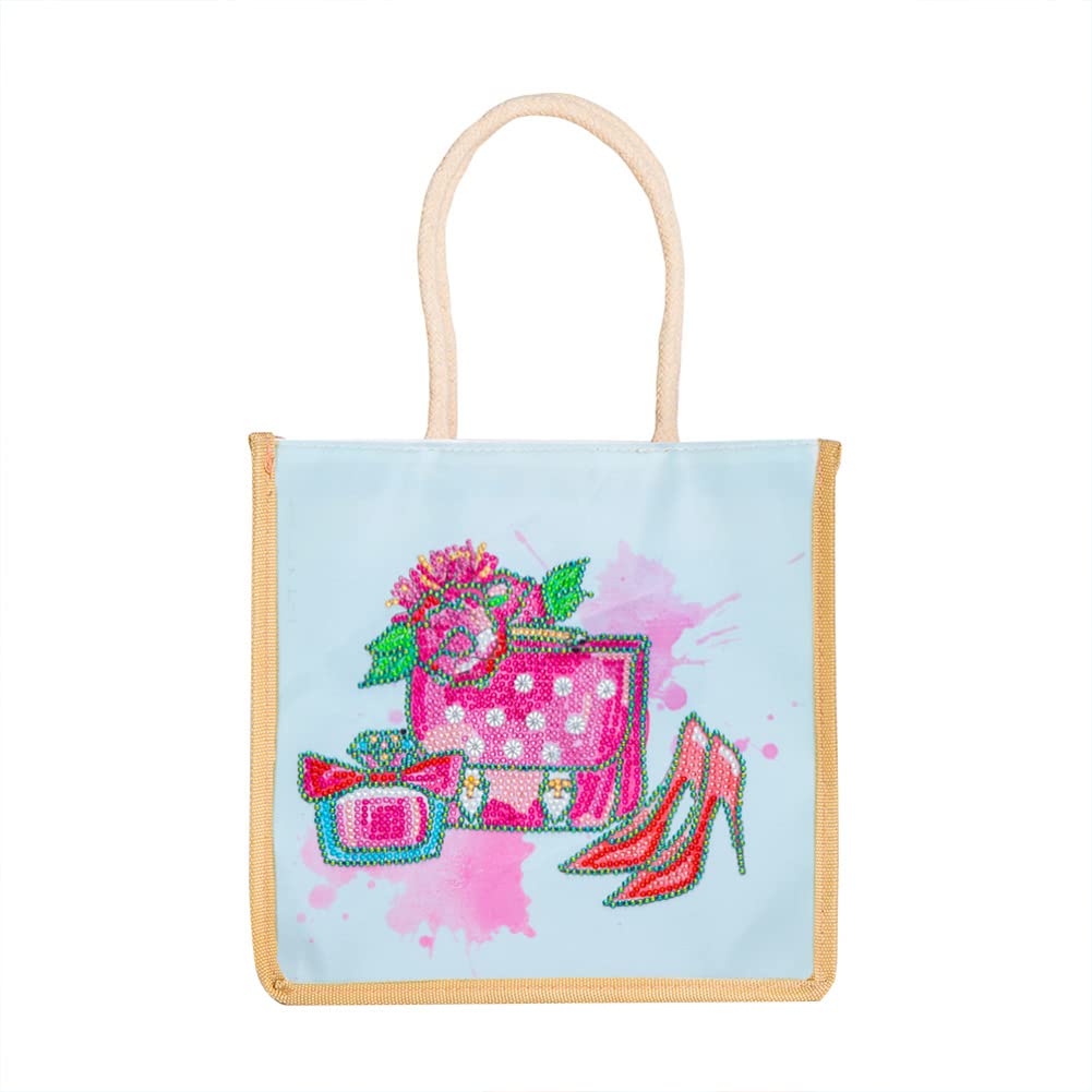 5D DIY Diamond Painting Line Tote Bag - Reusable Grocery Shopping Bags for Women & Girls - Durable Fashionable Handbag Gift for Daily Use, Travel & Beach Outings