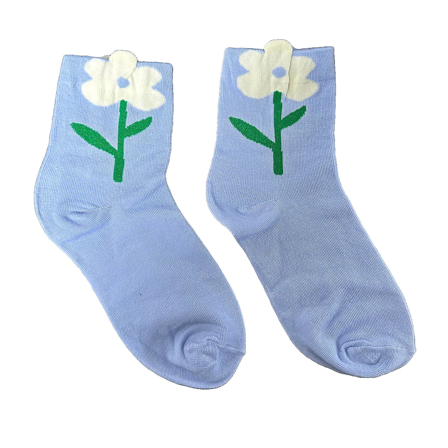 FLOOF Bloom Sock - Blue and White Daisy Print Women's Ankle Socks | Soft Comfortable Cotton Blend | Perfect for Spring Outfits, Casual Wear & Gift Giving