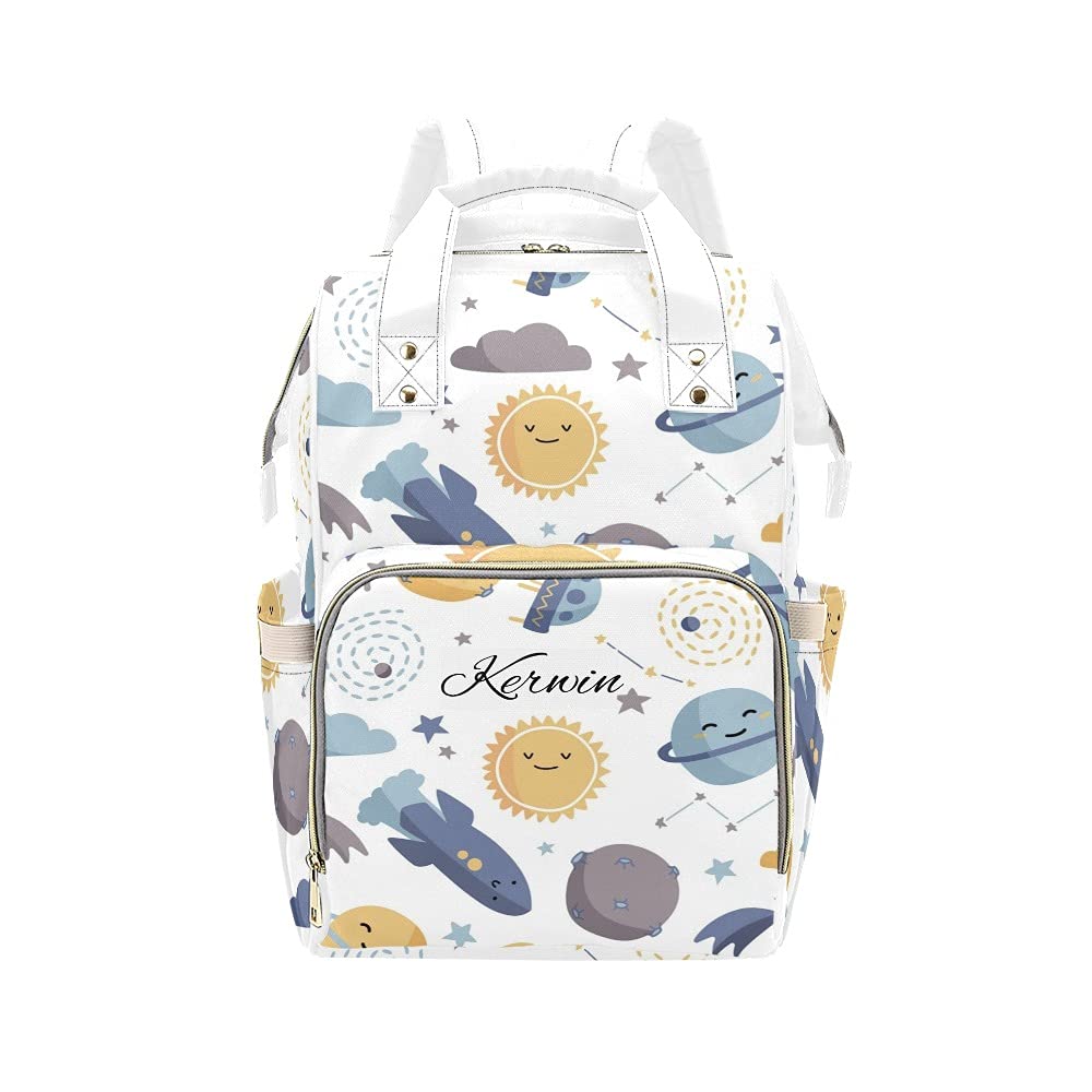 Custom Universe Planet Diaper Backpack with Name - Large Capacity Multifunctional Travel Backpack for Moms, Dads, Boys & Girls - Perfect for Baby Essentials, Daycare, Family Outings & Travel