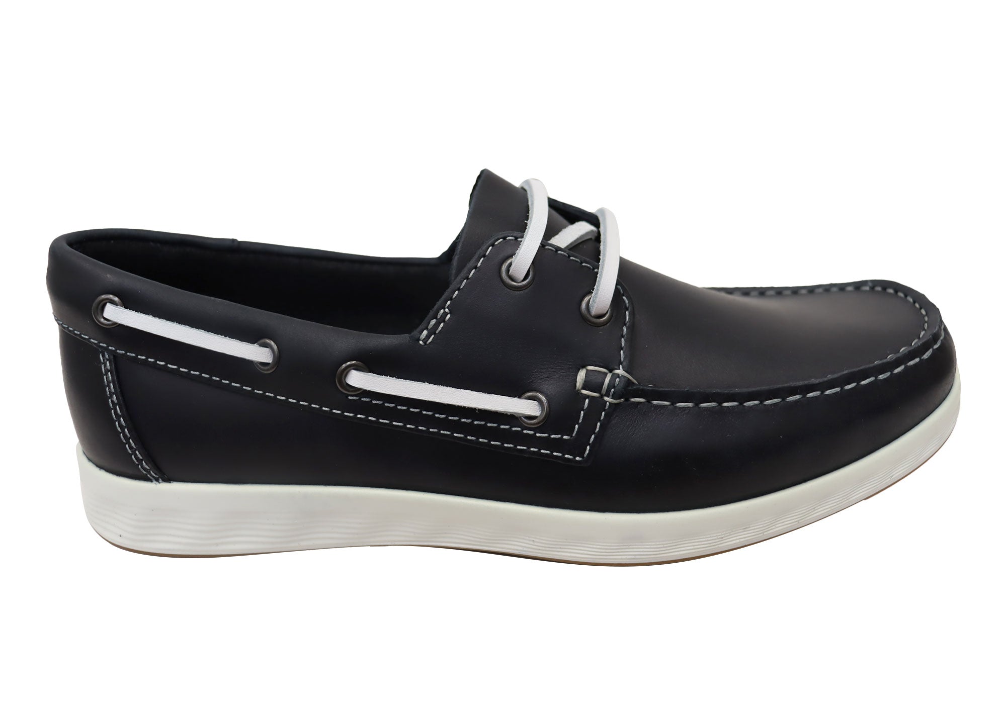 ECCO Men's Comfortable Leather Boat Shoes - Slip-On Moccasin Style for Casual Wear & Outdoor Activities