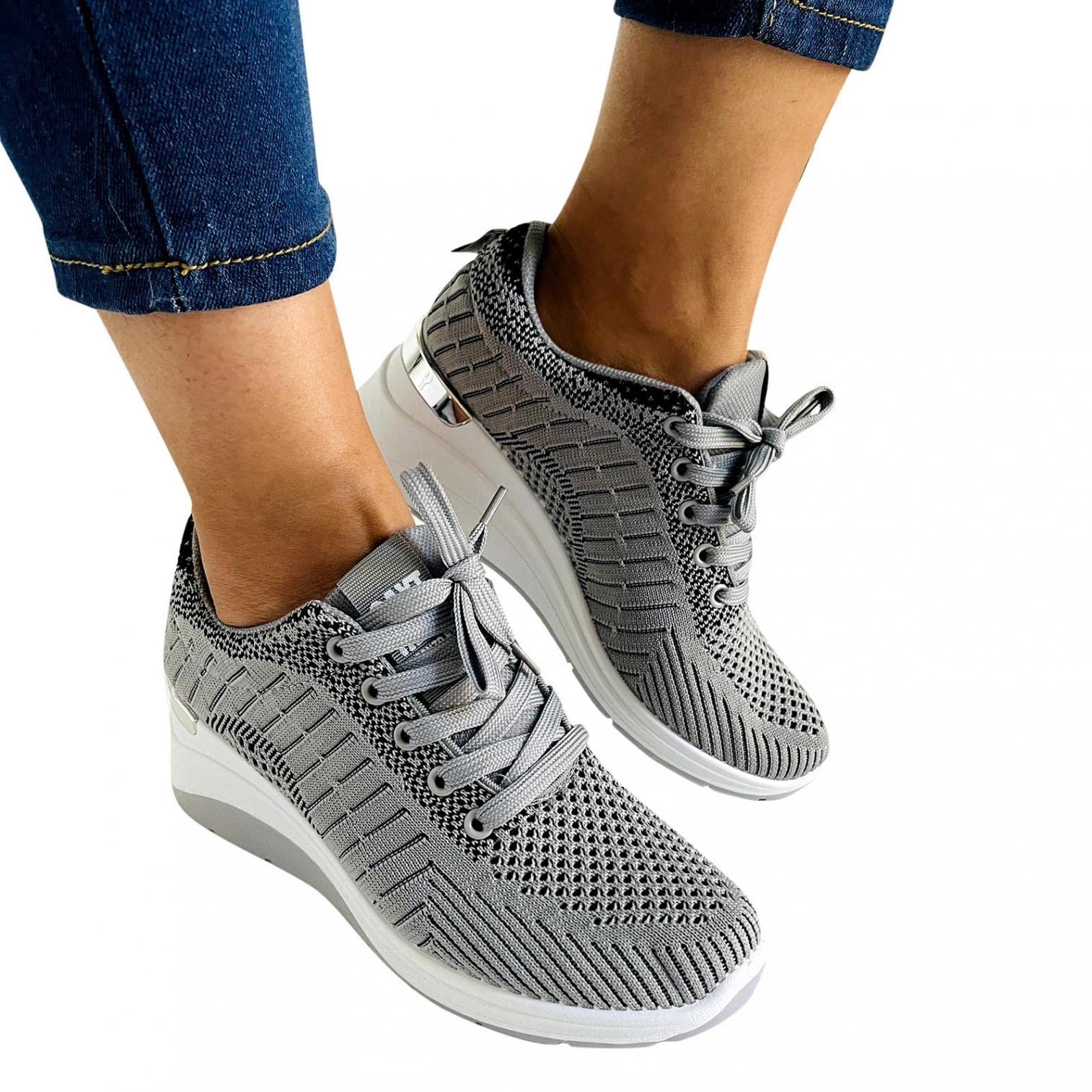Women's Slip On Walking Shoes - Breathable Mesh Sneakers with Memory Foam & Air Cushion - Comfortable Platform Loafers for Running, Walking & Casual Wear - Arch Support & Round Toe Design for All-Day Comfort