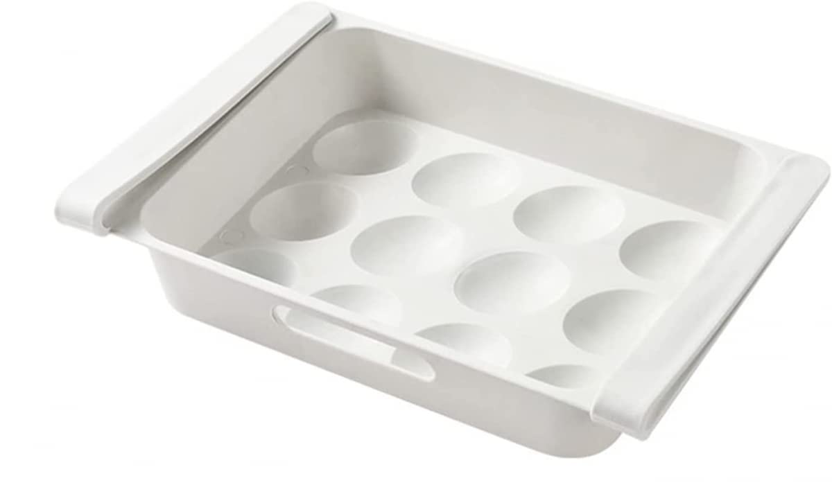 NENYAO Refrigerator Egg Holder - Pull Out Fridge Drawer Organizer for Eggs, Food Storage Under Shelf | Space Saving Kitchen Organizer for Fresh Egg Storage