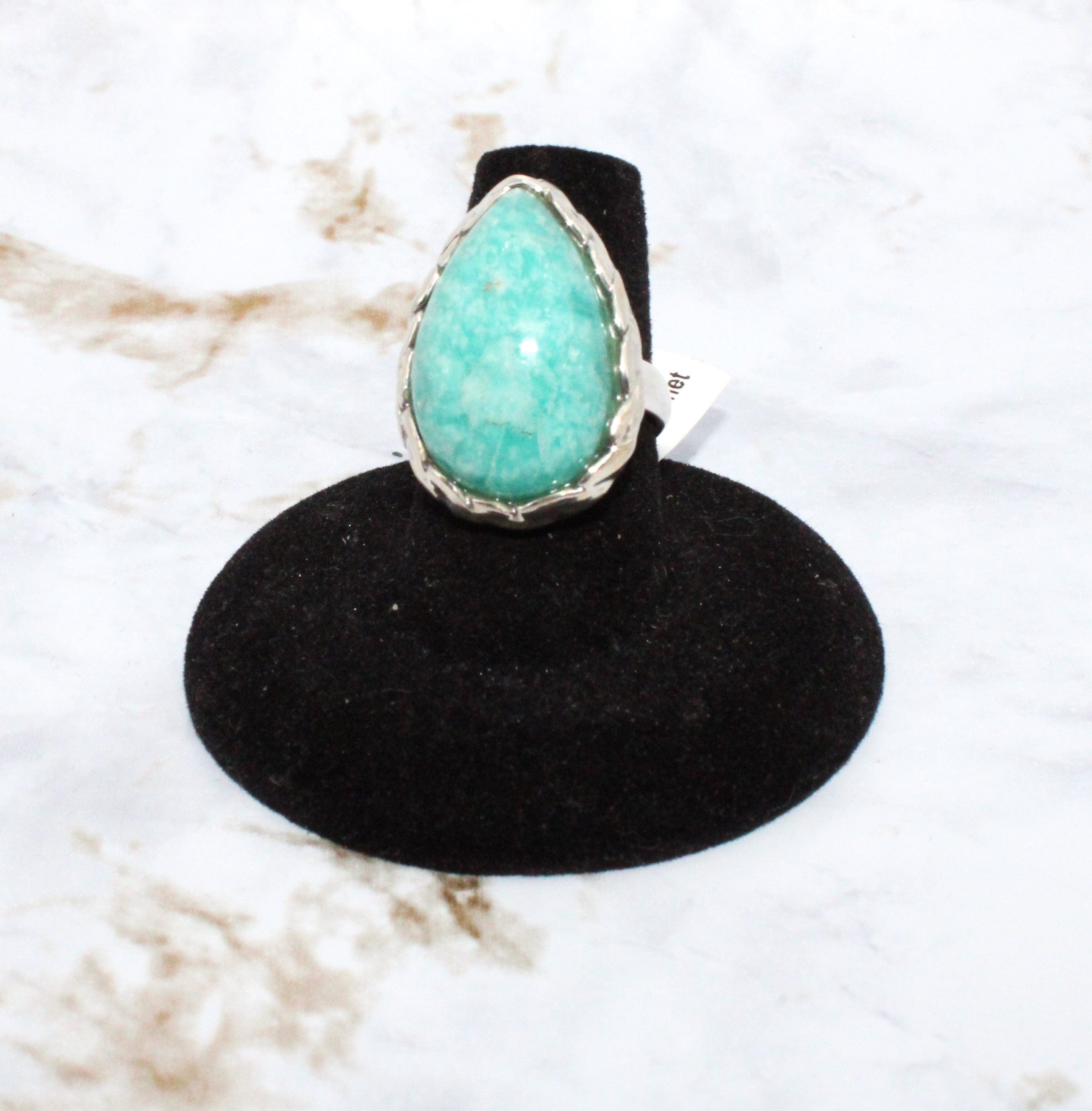 Amazonite Sterling Silver Ring for Women - Size 7.75 - Healing Crystal Jewelry for Meditation, Yoga & Spiritual Balance