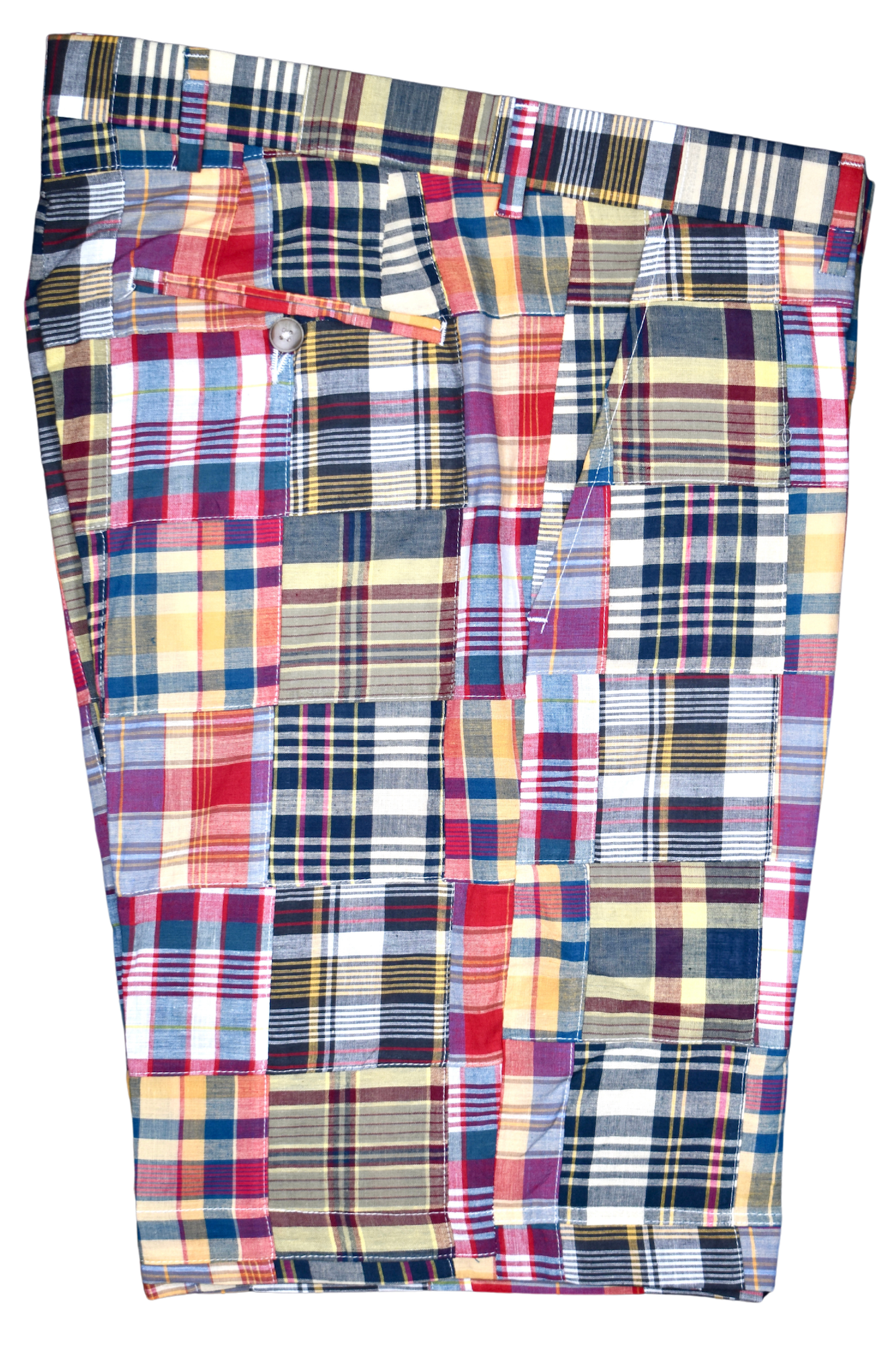 Madras Patch Flat Front Yellow Shorts - Lightweight Summer Casual Shorts for Men | Perfect for Beach, Vacation & Outdoor Activities