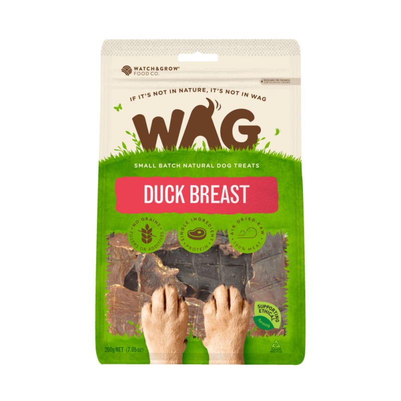 Premium WAG Duck Breast Air-Dried Dog Treats – 200g | All-Natural, Grain-Free & High-Protein | Perfect for Training, Rewards & Dental Health