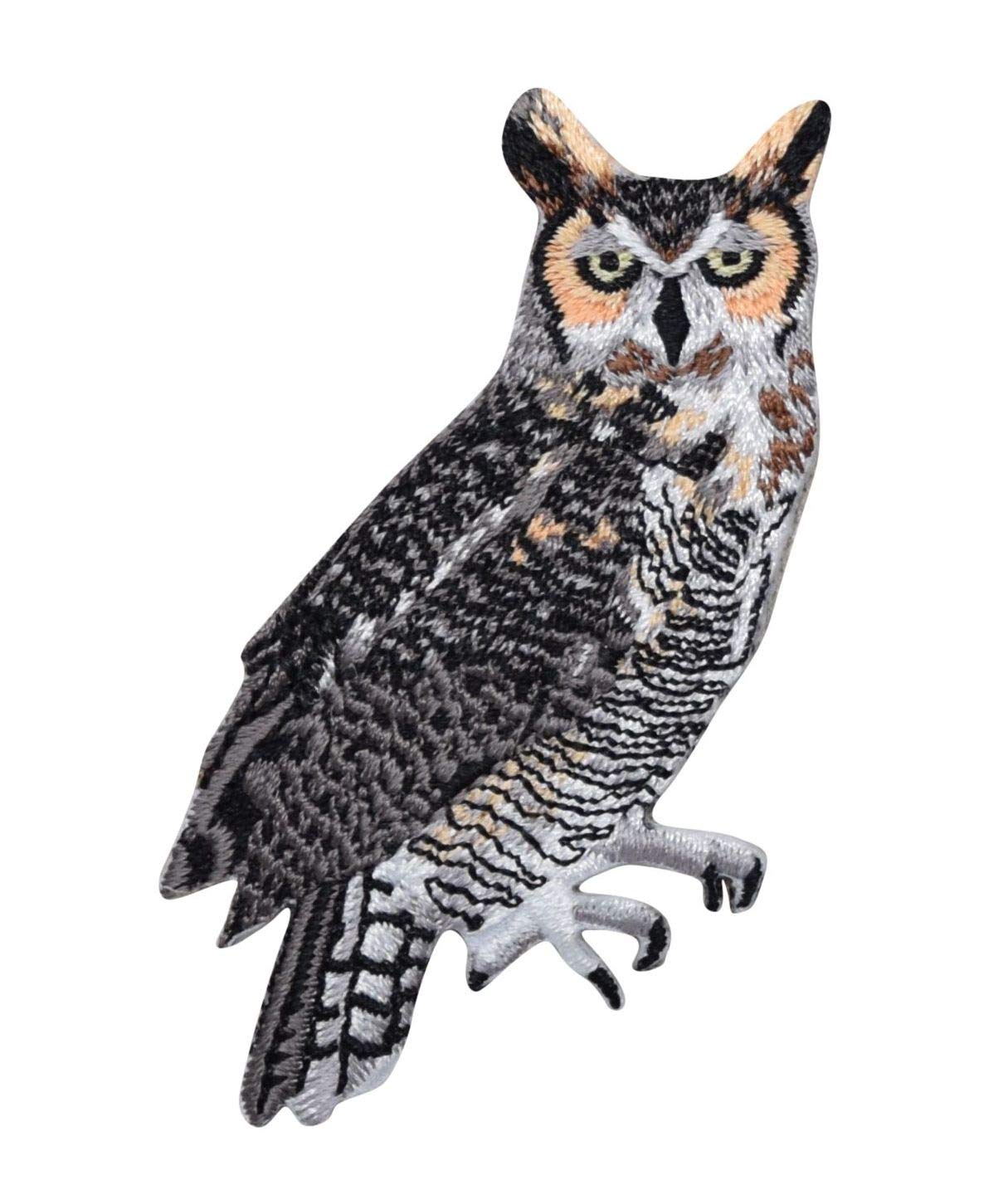 Great Horned Owl Embroidered Iron On Patch for Jackets, Hats & Backpacks - DIY Sew or Iron On Applique for Costumes & Crafts