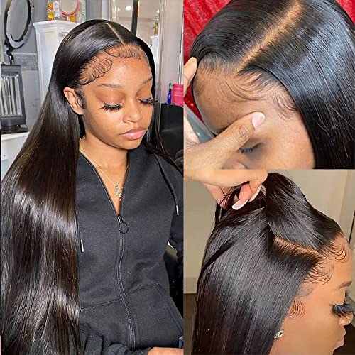 Caribbean Star HD Transparent 13x4 Straight Lace Front Wig - 180% Density Human Hair Wigs for Black Women - Pre Plucked Bone Straight Lace Front Wig with Natural Hairline - Perfect for Daily Wear, Parties, and Special Occasions