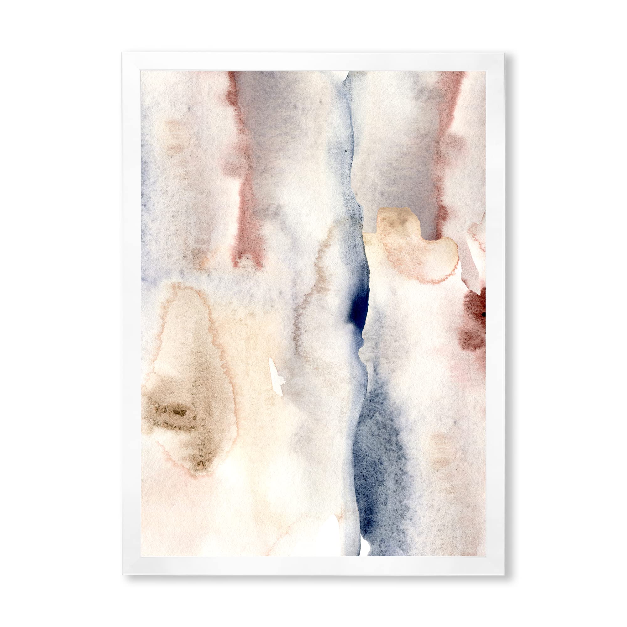Pastel Abstract Wall Art with Dark Blue, Pink & Gray Spots - Modern Framed Canvas Painting for Living Room, Bedroom & Office Decor