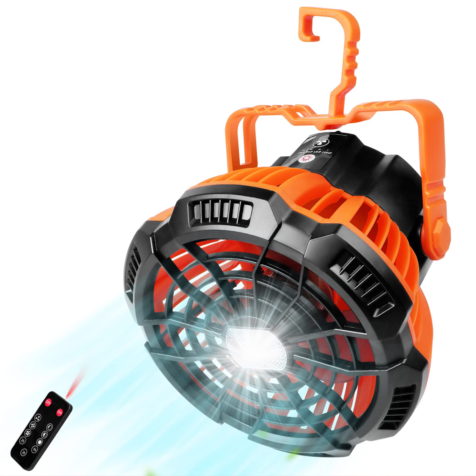 2-in-1 Camping Fan & Lantern - Rechargeable Hanging Tent Fan with Power Bank, Portable for Outdoor Camping, Fishing, Hiking, and Emergency Use