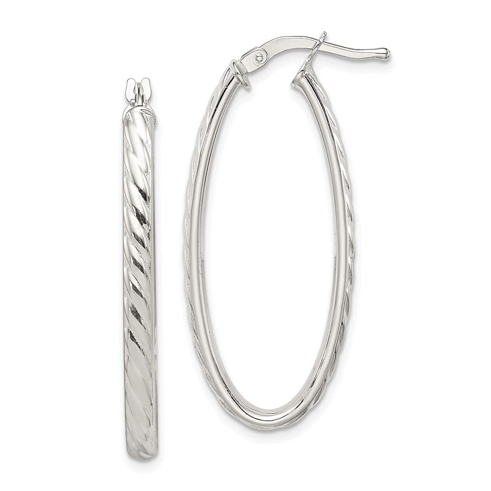 925 Sterling Silver Hollow Oval Hoop Earrings for Women - Textured Design, Hypoallergenic Fine Jewelry - Perfect for Everyday Wear, Date Night & Special Occasions