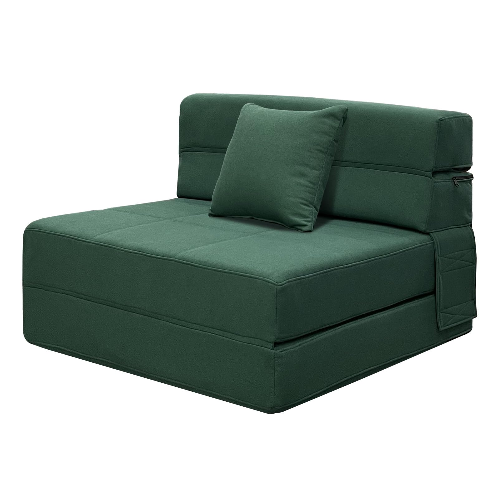 ANONER Twin Size Memory Foam Fold Out Sofa Bed - Convertible Sleeper Couch with Pillow, Dark Green Futon for Small Spaces | Perfect for Apartments, Living Rooms & Guest Rooms