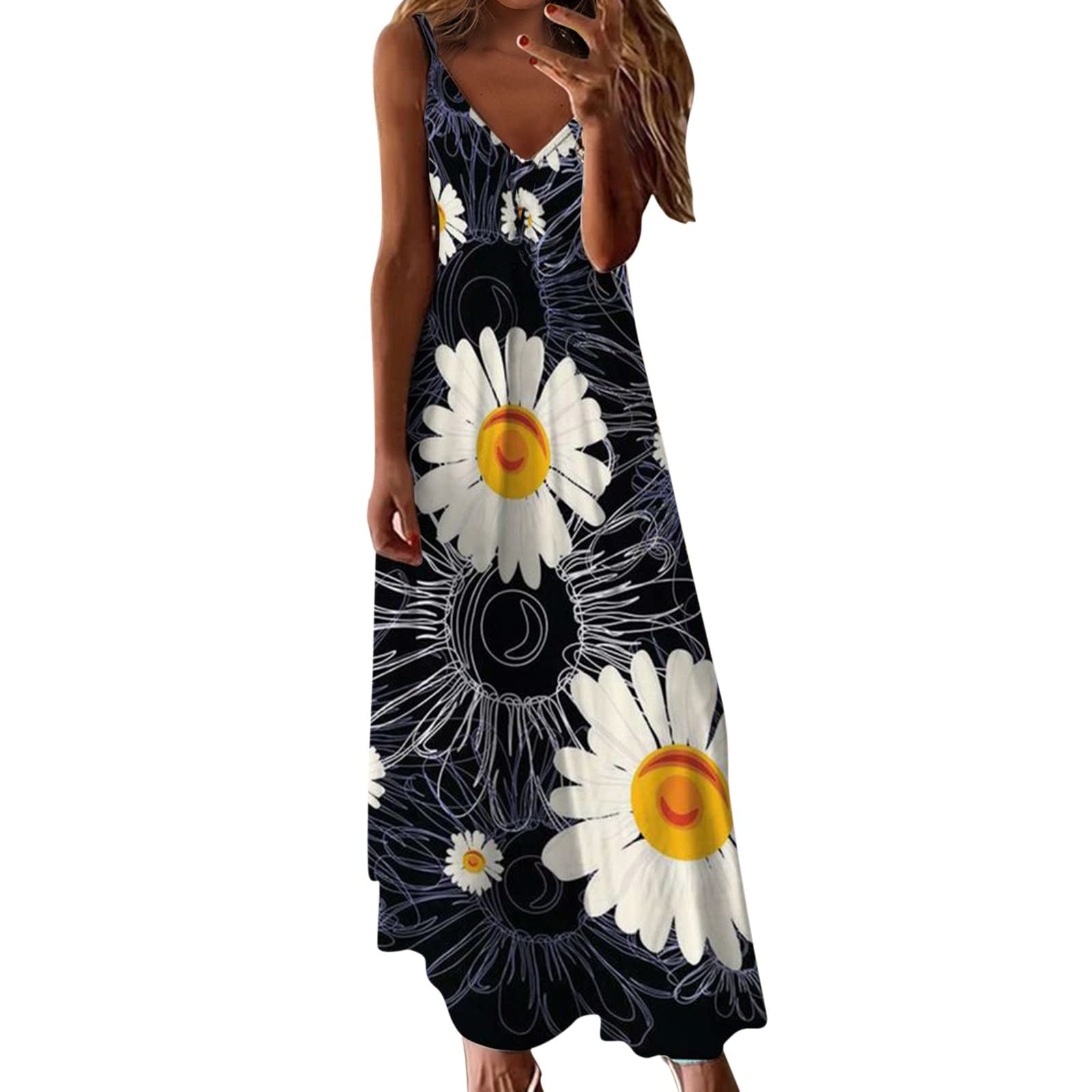Women's Summer Flowy Mini Dress with Belt - Deep V Neck & Side Split, Casual Short Sleeve Sundress for Beach, Vacation & Outdoor Parties