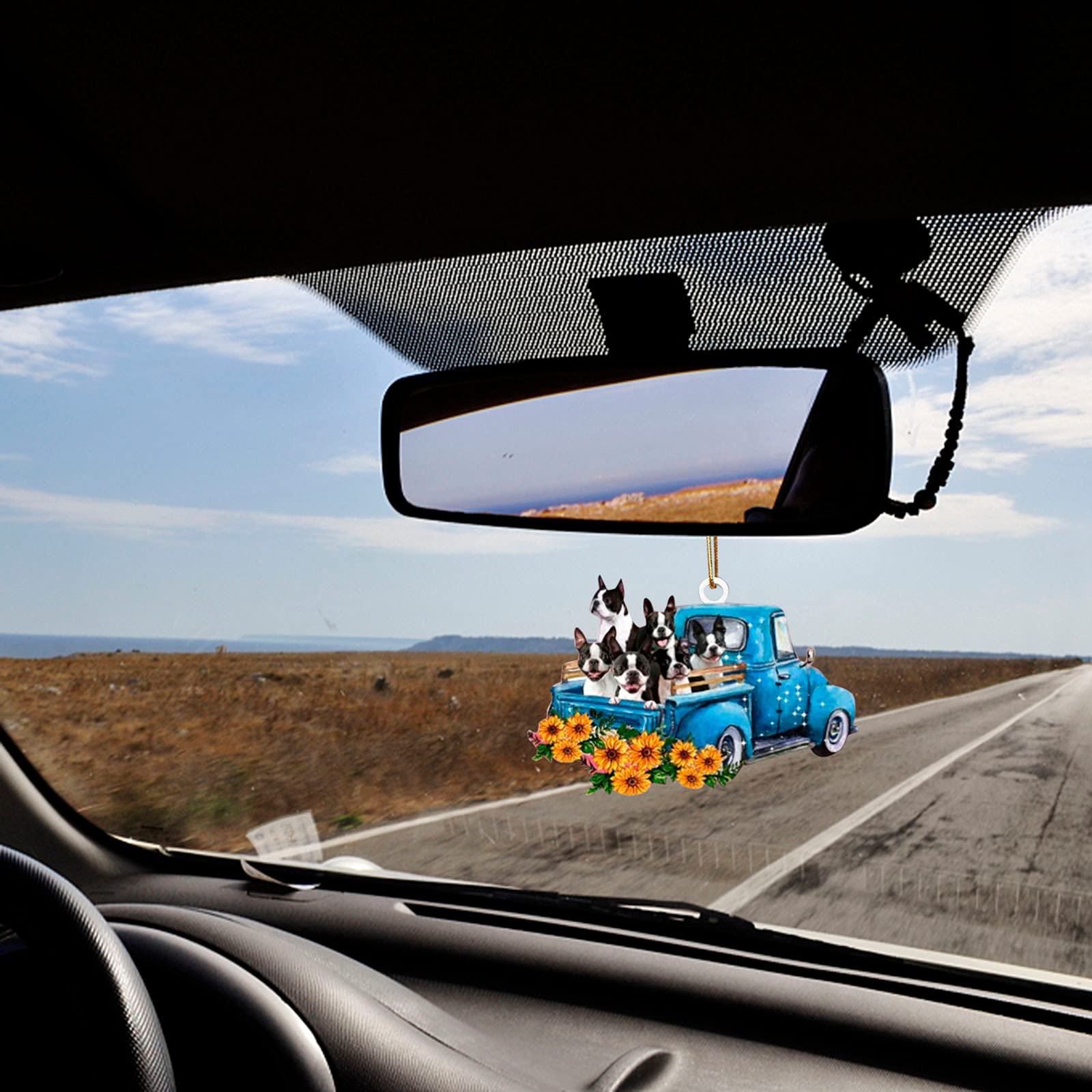 Dheva-C Creative Sunflower Truck Car Rearview Mirror Pendant - Cute Bubble Pet Decor for Cars, Home & Keychains | Perfect for Dog Lovers & Auto Accessories (Style1)