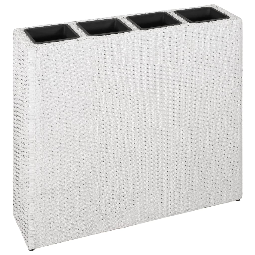 White Elevated Garden Raised Bed with 4 Pots - Perfect for Growing Seedlings, Flowers, Vegetables & Herbs - Outdoor Planter Box for Backyard, Deck, Terrace, Balcony Gardening - Ideal for Small Space Urban Gardens & Patio Decor